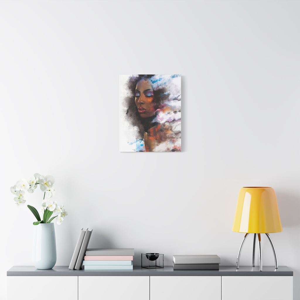 Abstract Portrait Canvas Wall Art — Colorful Afrocentric Woman Matte Stretched Canvas