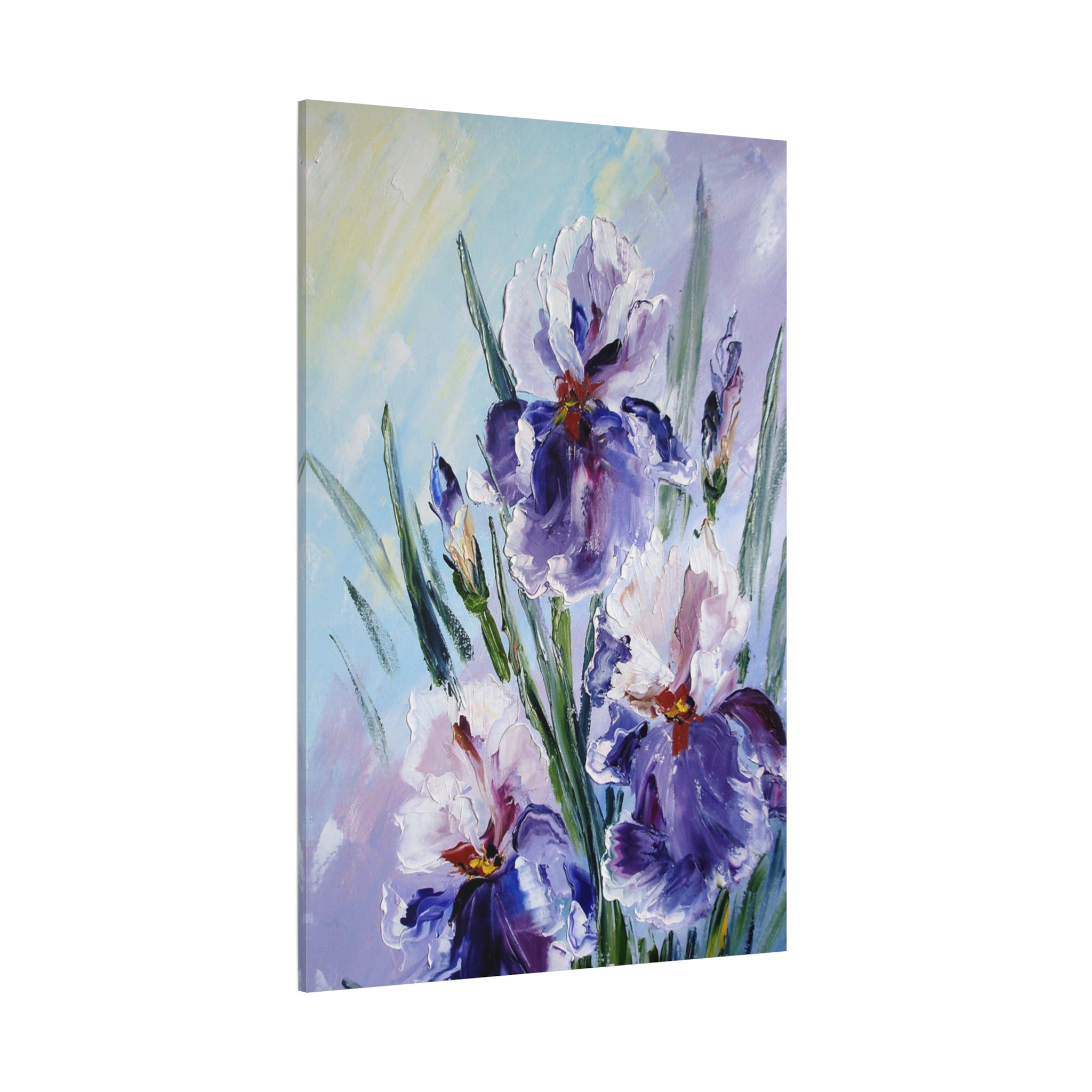 Purple Iris Floral Canvas Art — Stretched Matte Wall Painting