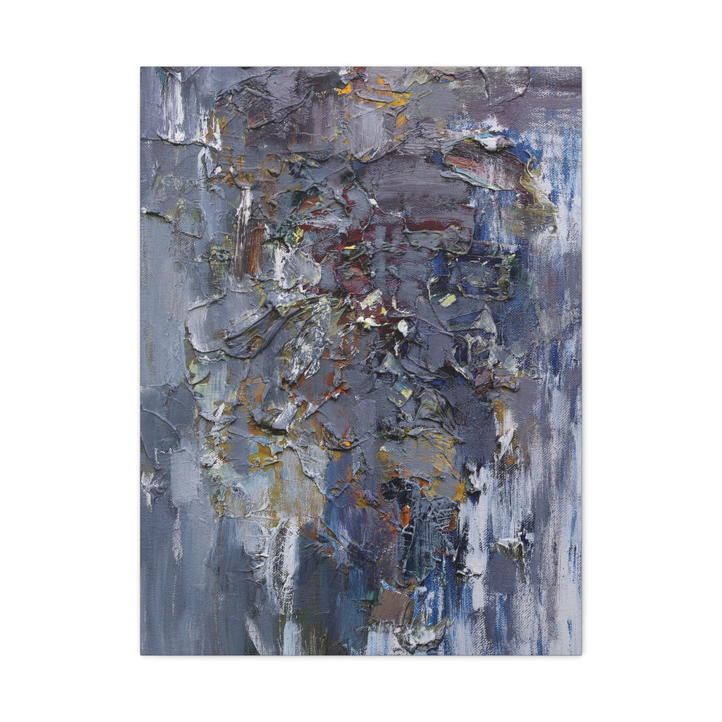 Abstract Textured Canvas Wall Art — Moody Blue Grey Palette - TheKaraHan