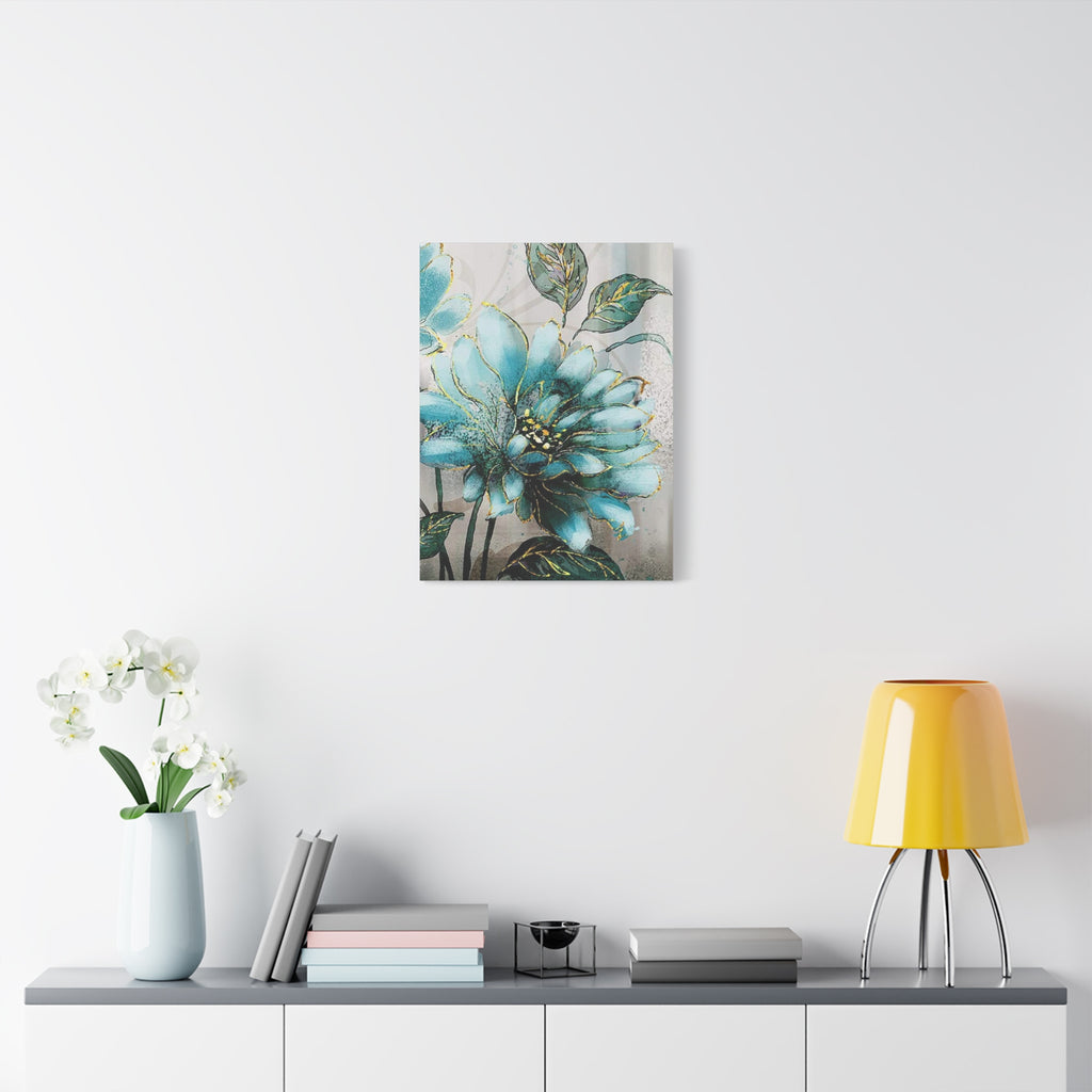 Teal Floral Canvas Print — Matte Stretched Wall Art