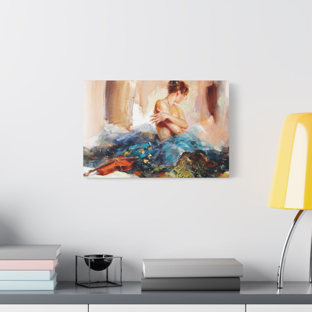 Ballet Dancer Oil-Style Matte Canvas Print — Graceful Ballerina Wall Art 