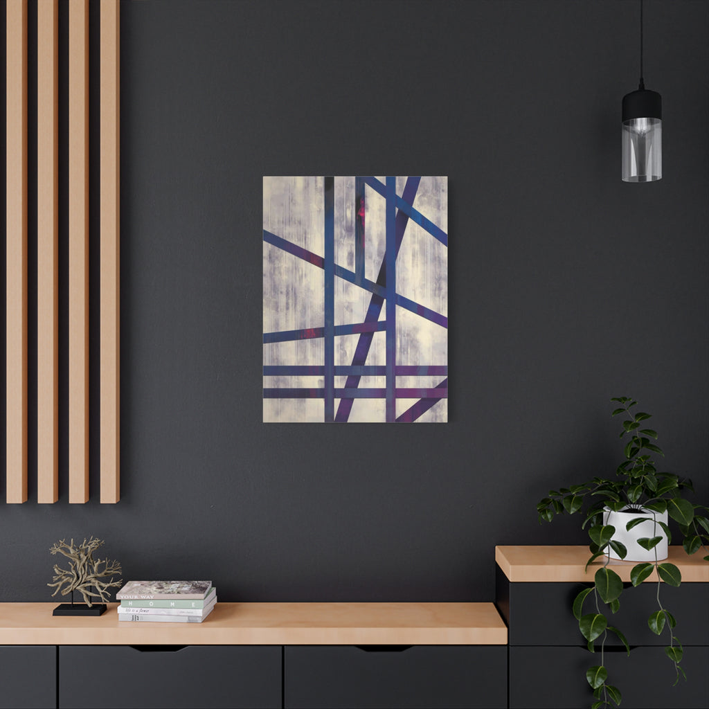 Abstract Geometric Canvas Print – Modern Blue & Purple Lines Art
