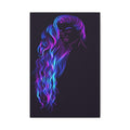 Neon Hair Portrait Canvas – Vibrant Purple & Blue Wall Art 