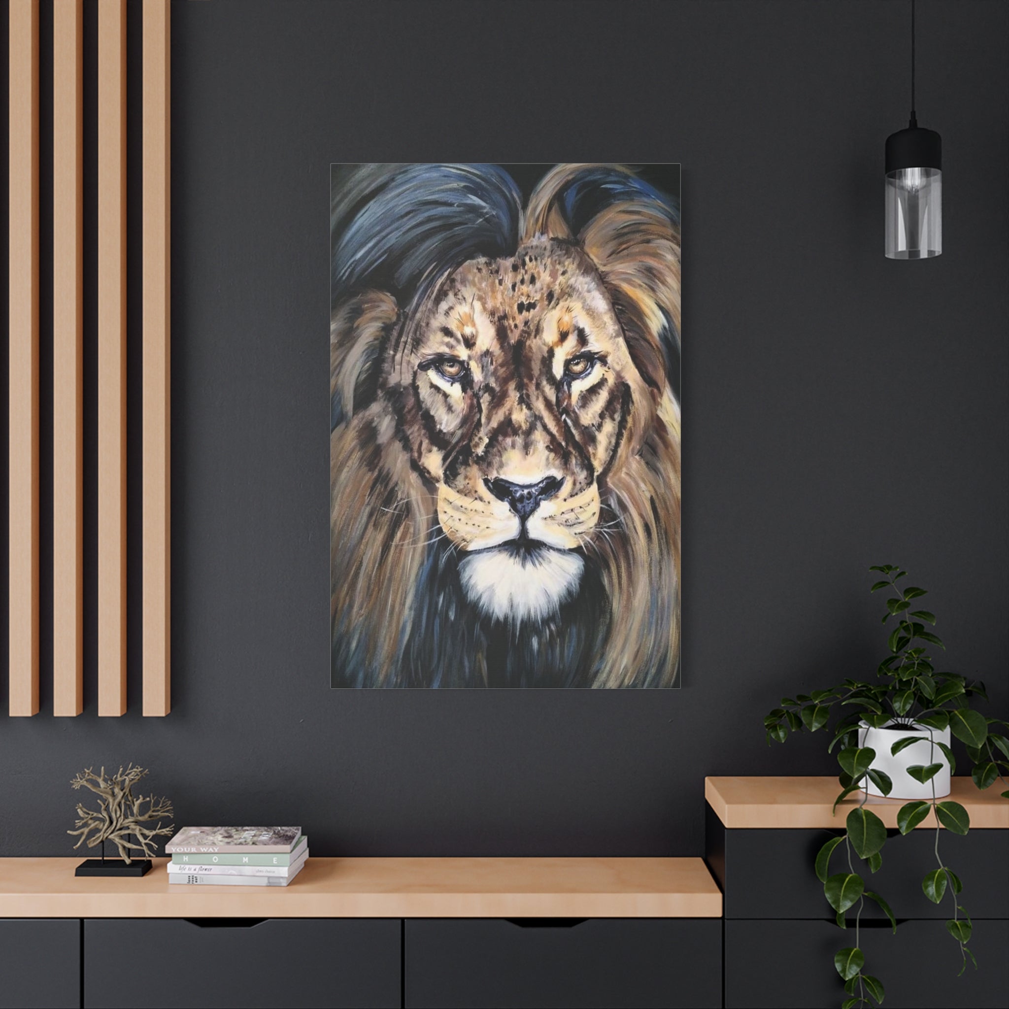 Lion Portrait Matte Canvas Wall Art — Stretched 1.25" 