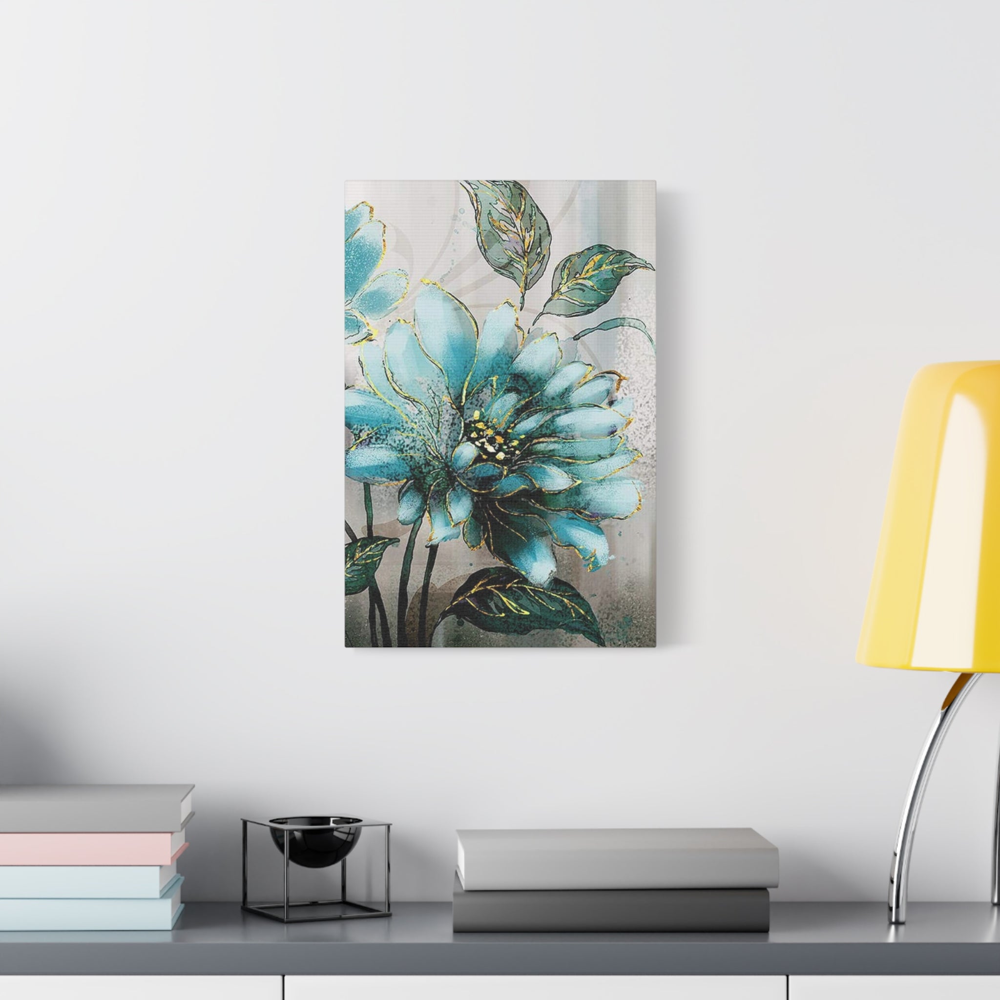 Teal Floral Canvas Print — Matte Stretched Wall Art