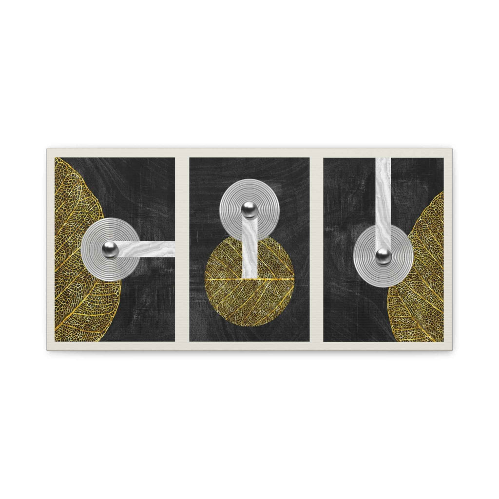 Modern Abstract Geometric Canvas Wall Art – Black Gold Minimalist Wall Decor for Living Room