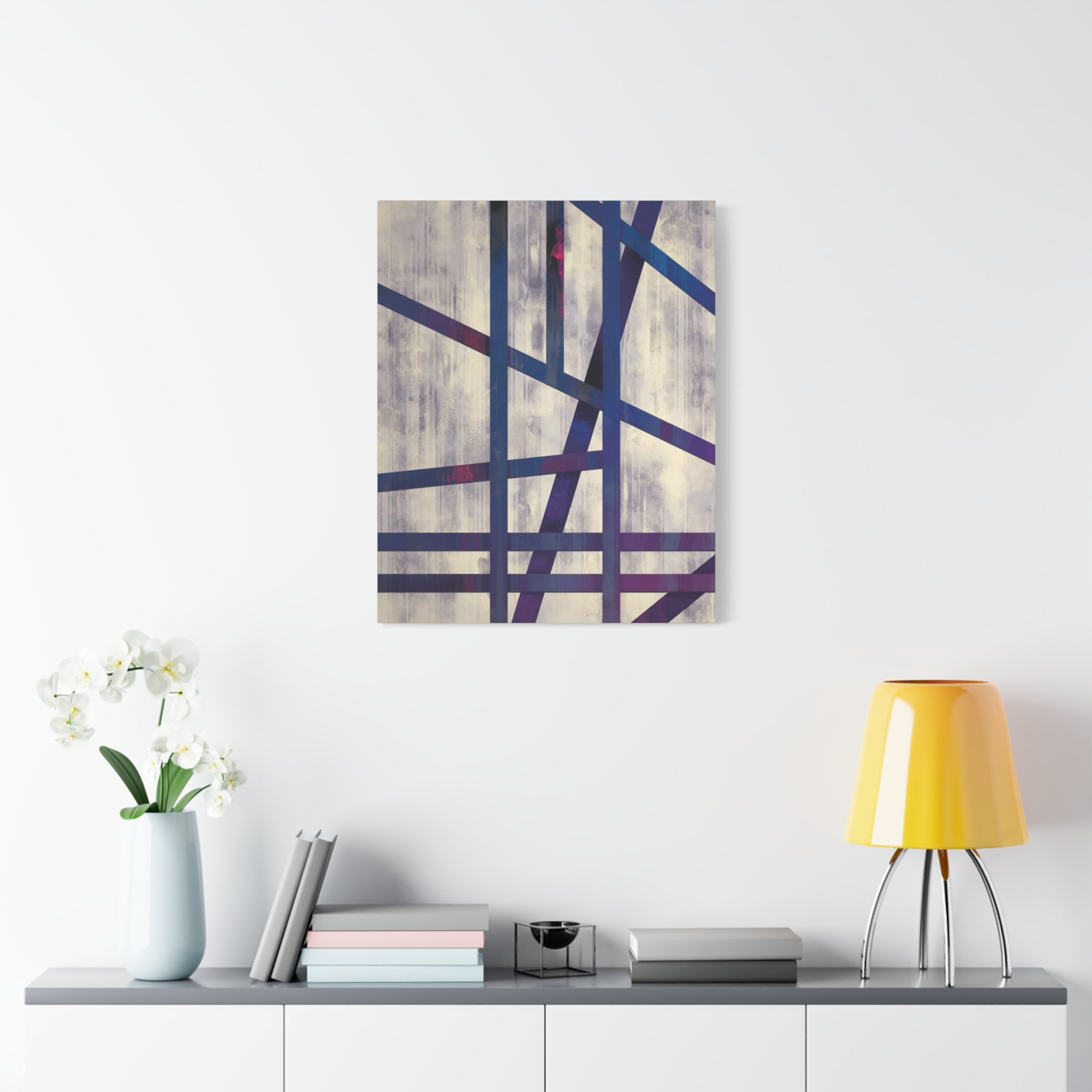 Abstract Geometric Canvas Print – Modern Blue & Purple Lines Art