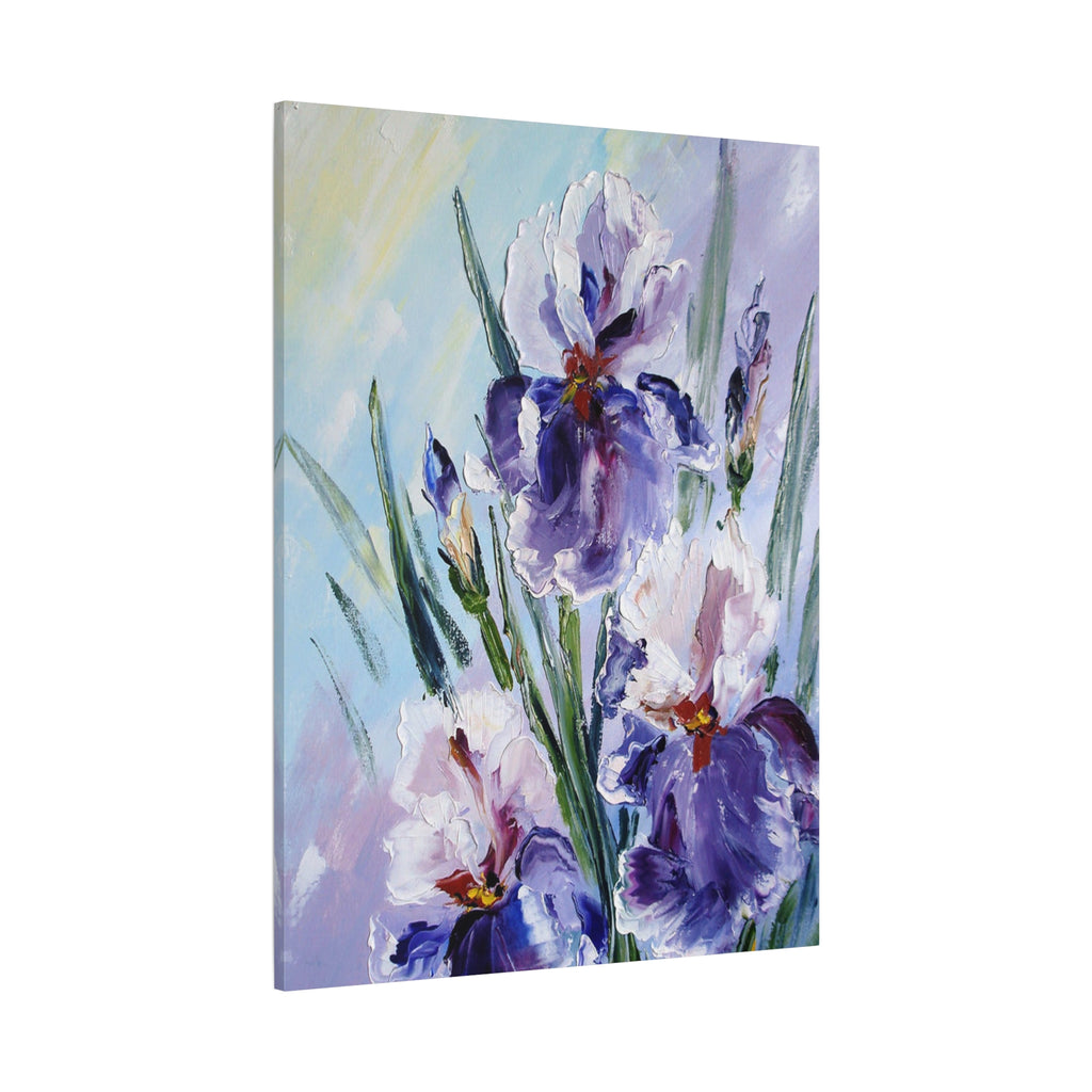 Purple Iris Floral Canvas Art — Stretched Matte Wall Painting