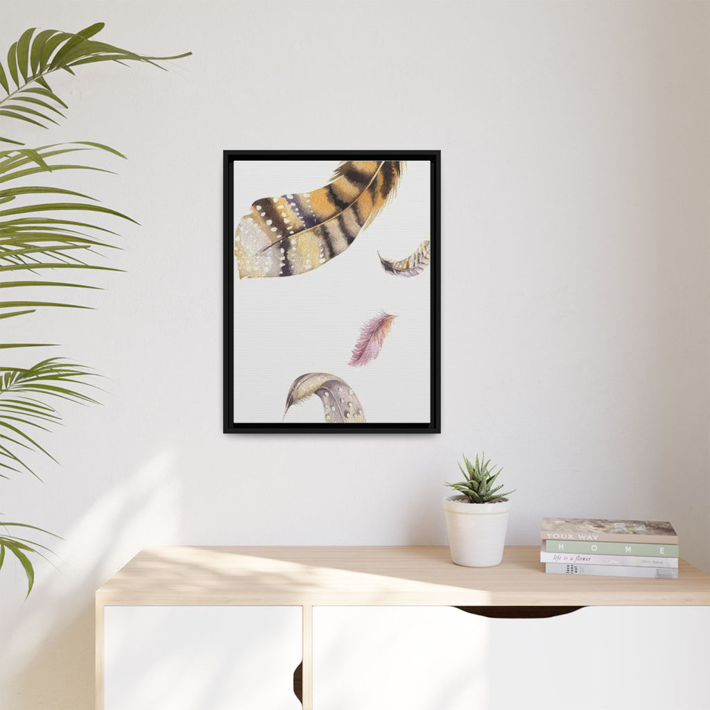 Feather Watercolor Matte Canvas Print — Framed Wall Art