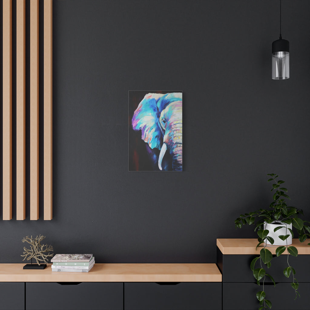 Vibrant Colorful Elephant Matte Stretched Canvas Wall Art