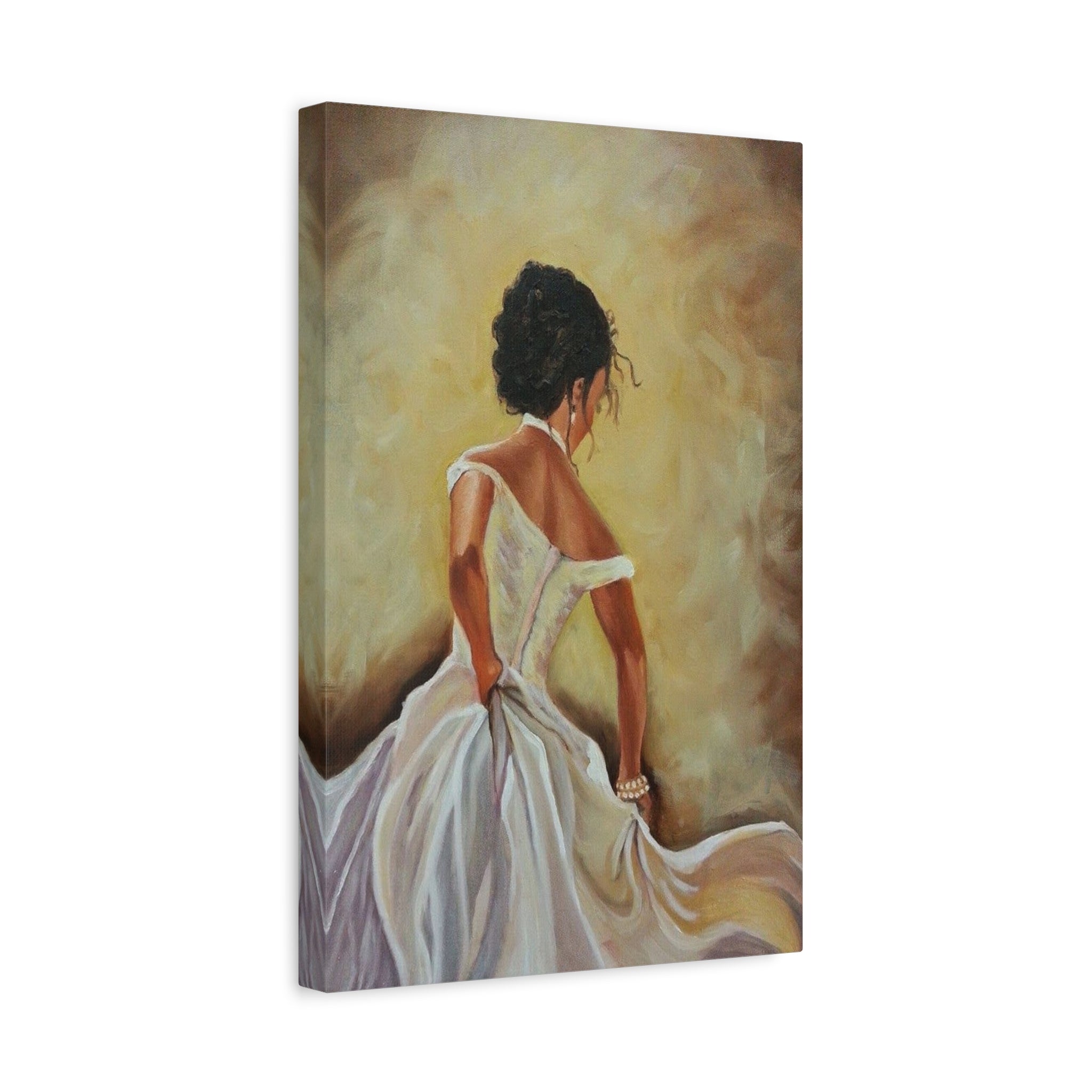 Elegant Bride Portrait Canvas Print — Romantic Wedding Wall Art 
