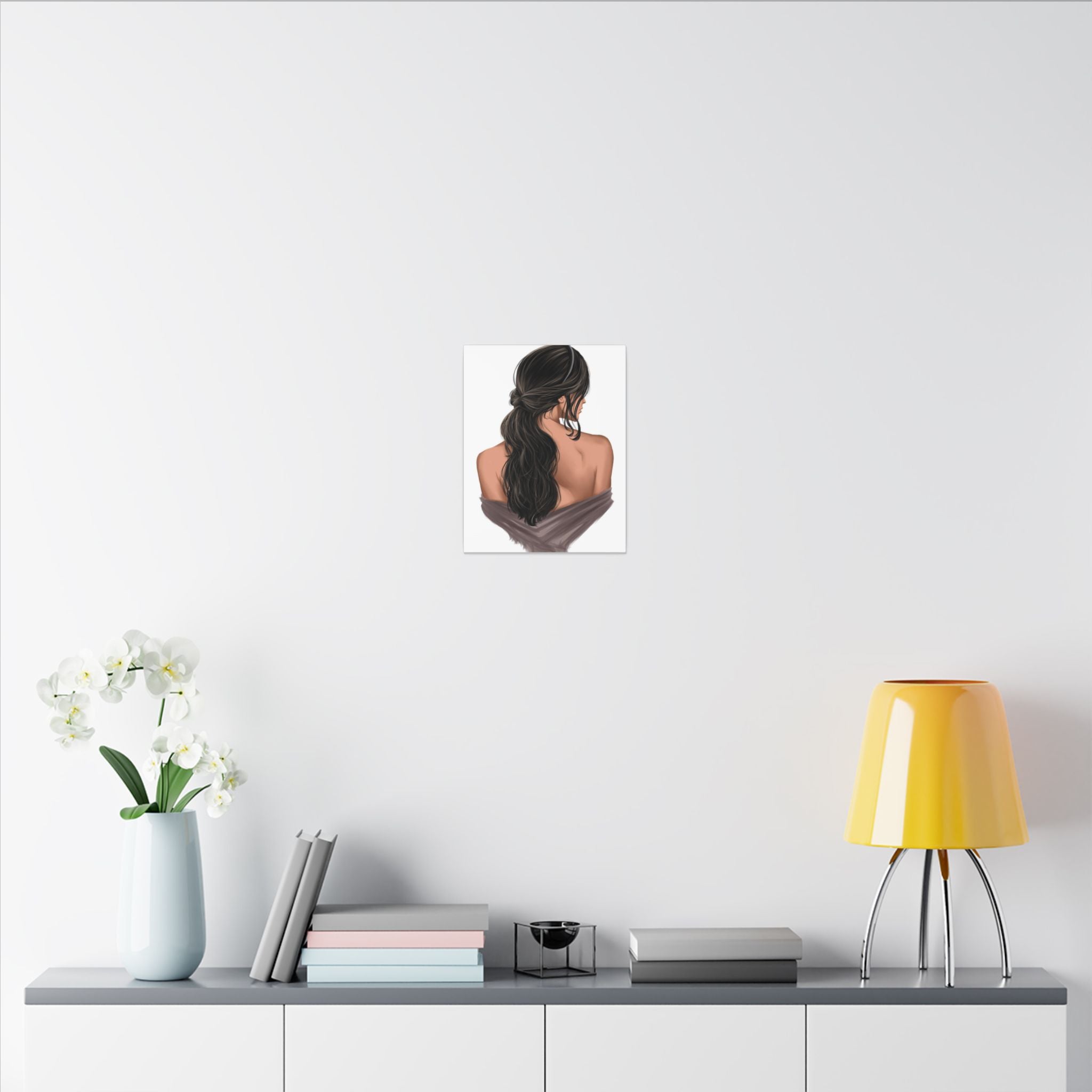 Portrait Canvas Print — Woman Back View with Loose Ponytail 