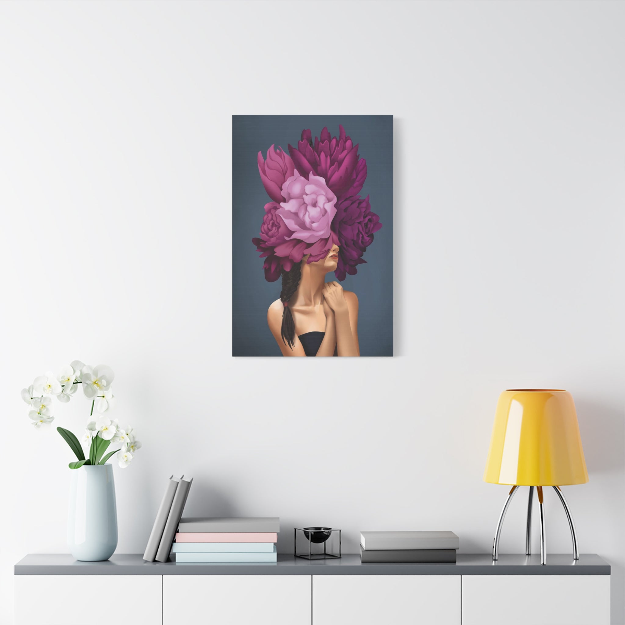 Floral Masked Woman Matte Canvas Wall Art – Stretched 1.25" 