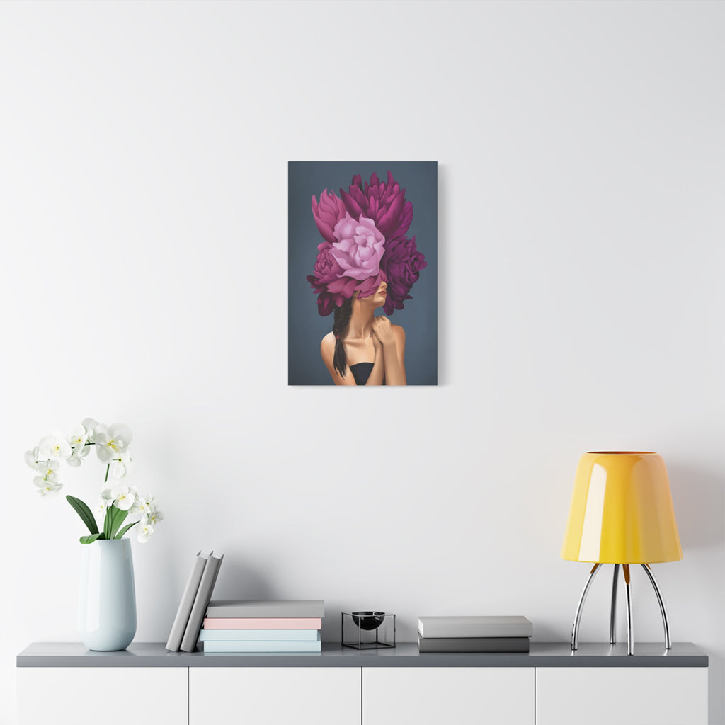 Floral Masked Woman Matte Canvas Wall Art – Stretched 1.25" 