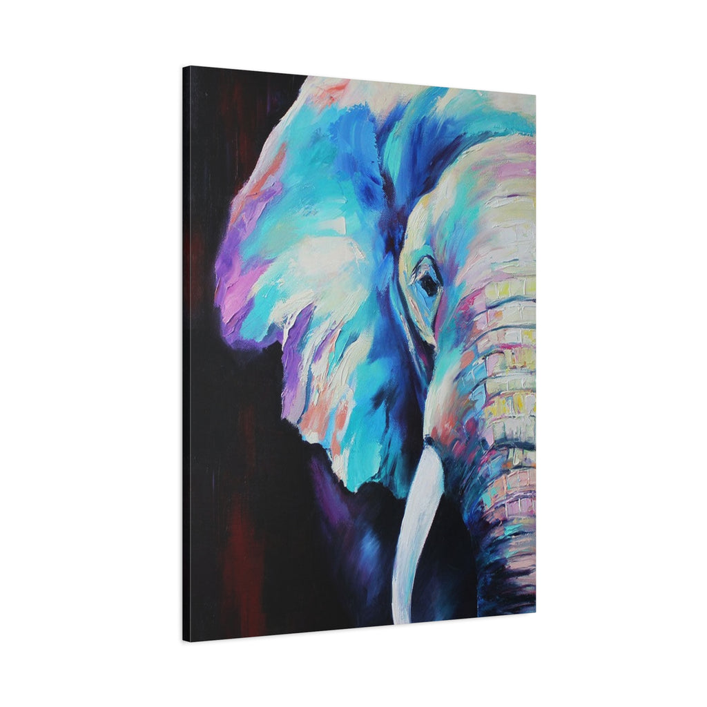 Vibrant Colorful Elephant Matte Stretched Canvas Wall Art
