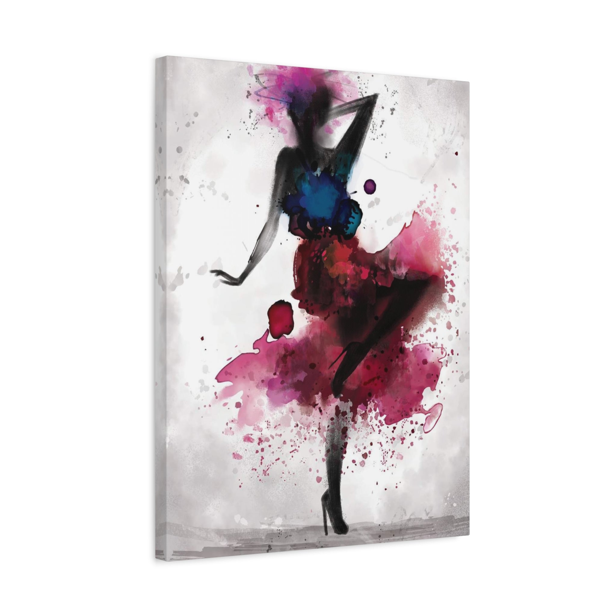 Watercolor Ballet Dancer Canvas Art — Fashion Silhouette Matte Stretched Wall Art 