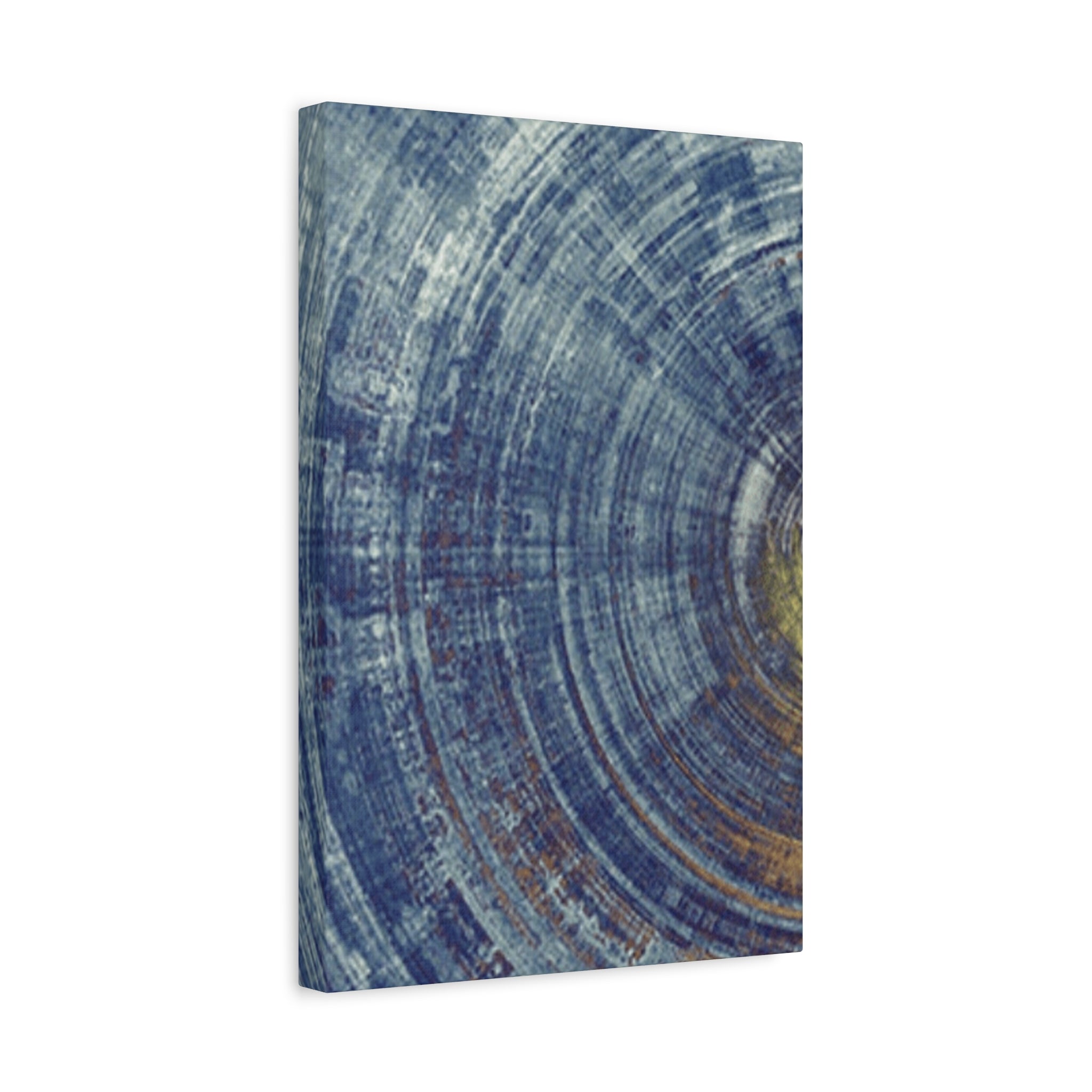 Abstract Blue Tree-Ring Canvas Art – Circular Texture Matte Stretched Canvas 