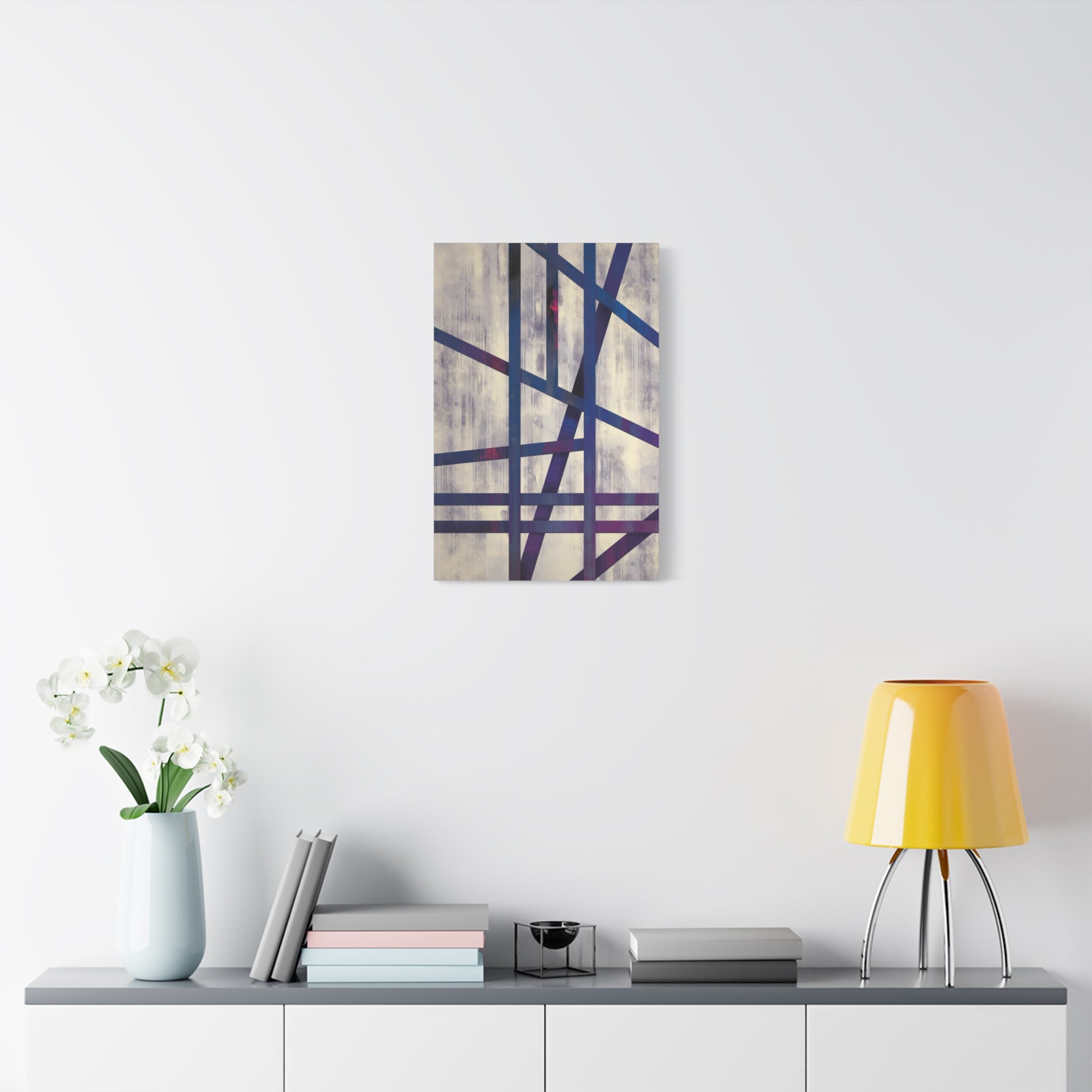 Abstract Geometric Canvas Print – Modern Blue & Purple Lines Art
