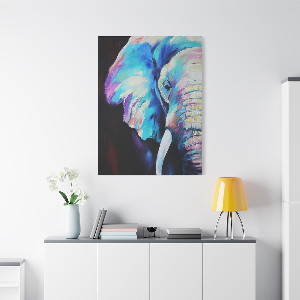 Vibrant Colorful Elephant Matte Stretched Canvas Wall Art