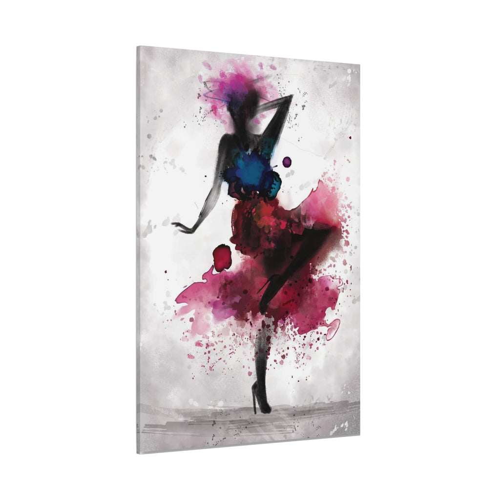 Watercolor Ballet Dancer Canvas Art — Fashion Silhouette Matte Stretched Wall Art 