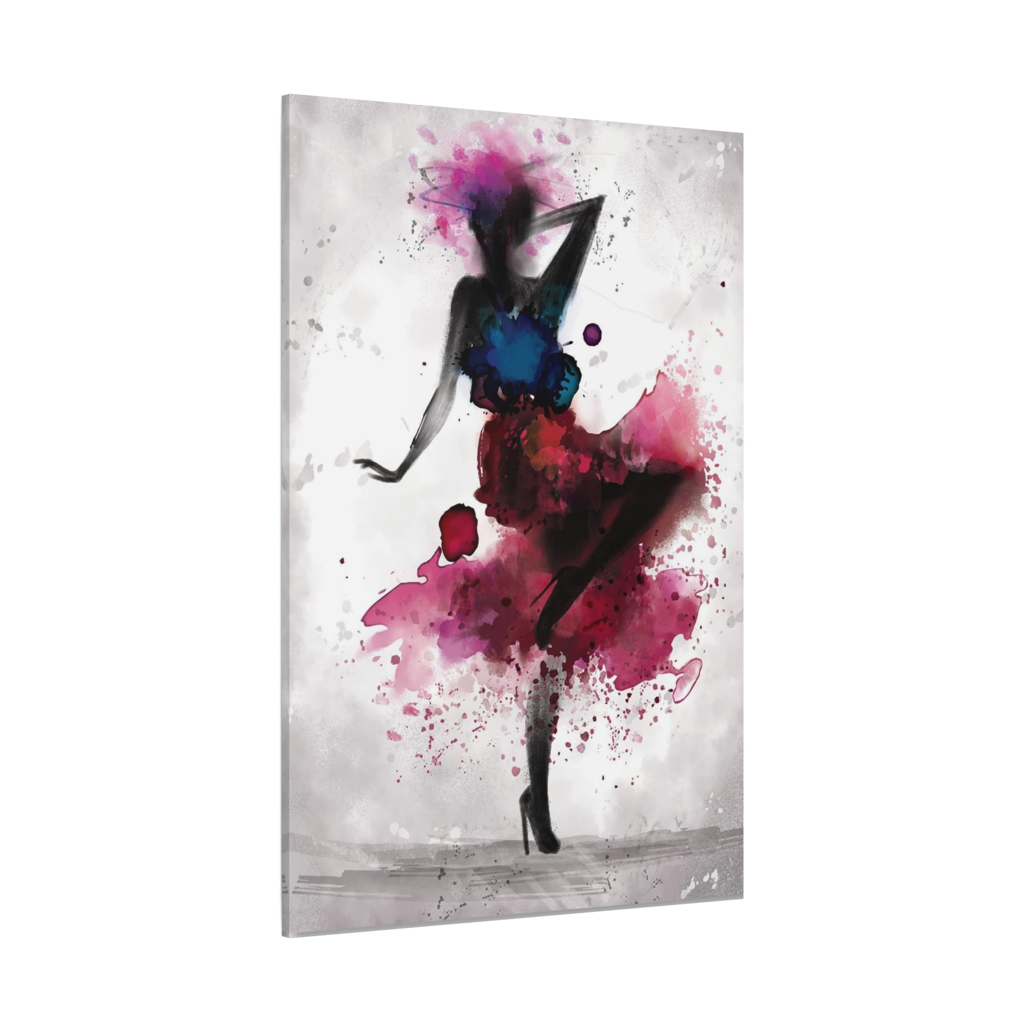 Watercolor Ballet Dancer Canvas Art — Fashion Silhouette Matte Stretched Wall Art 