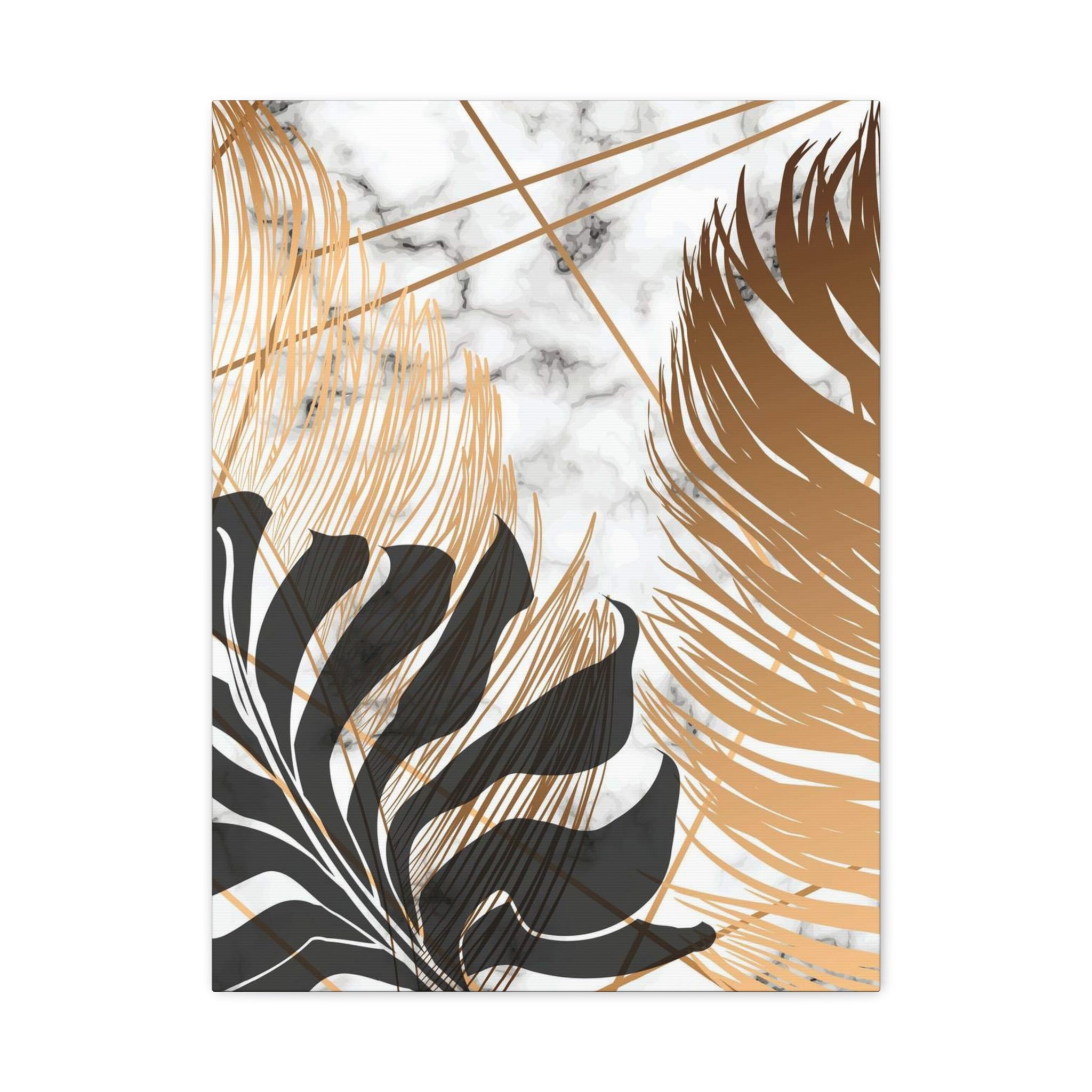 Tropical Palm Canvas Wall Art — Gold & Marble Botanical Print 