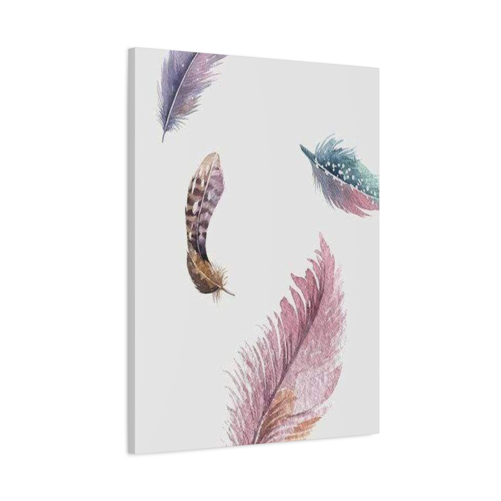 Soft Watercolor Feathers Canvas Wall Art - Stretched 1.25" Matte Design - TheKaraHan