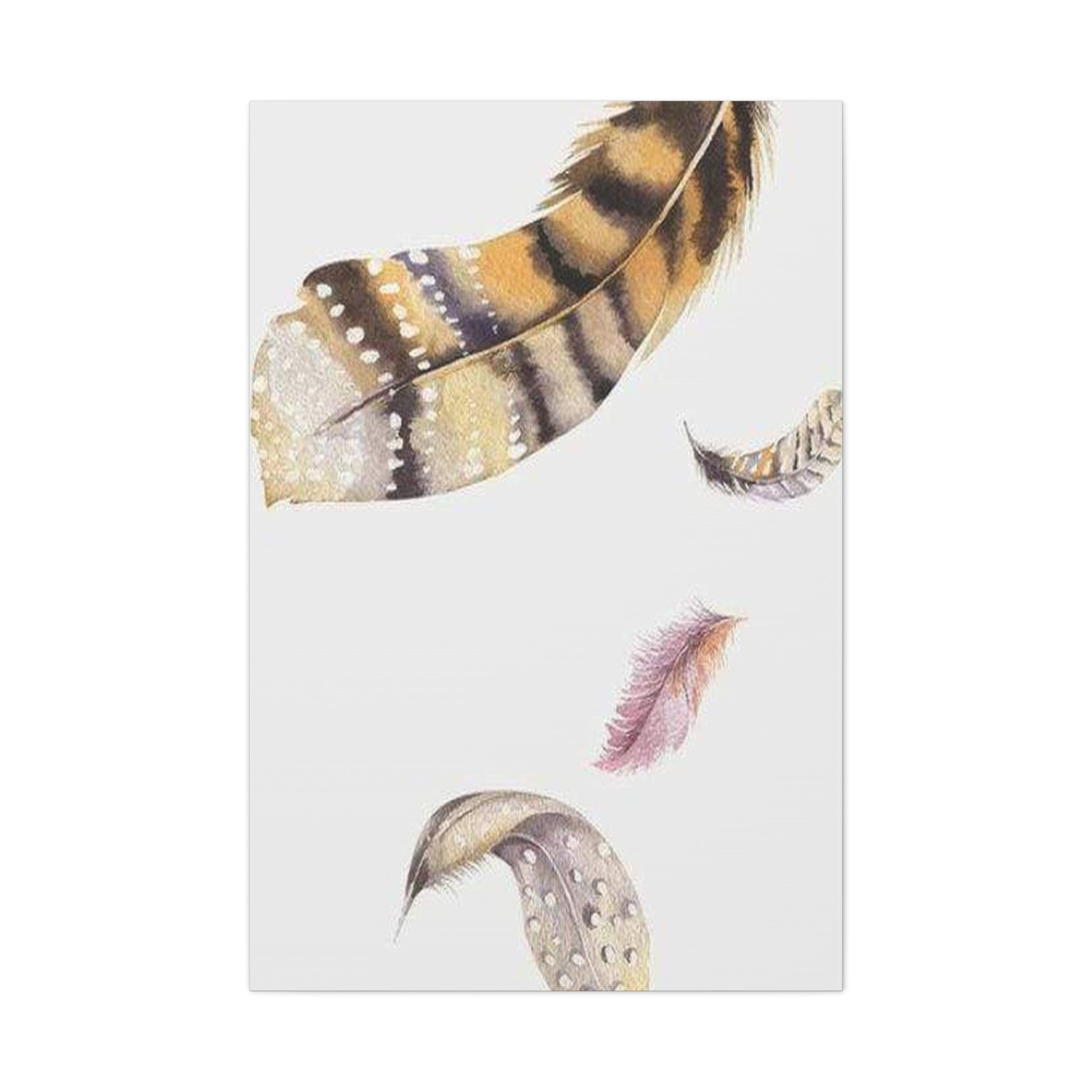 Watercolor Feather Canvas Print — Boho Wall Art, Neutral Feather Nursery Decor 