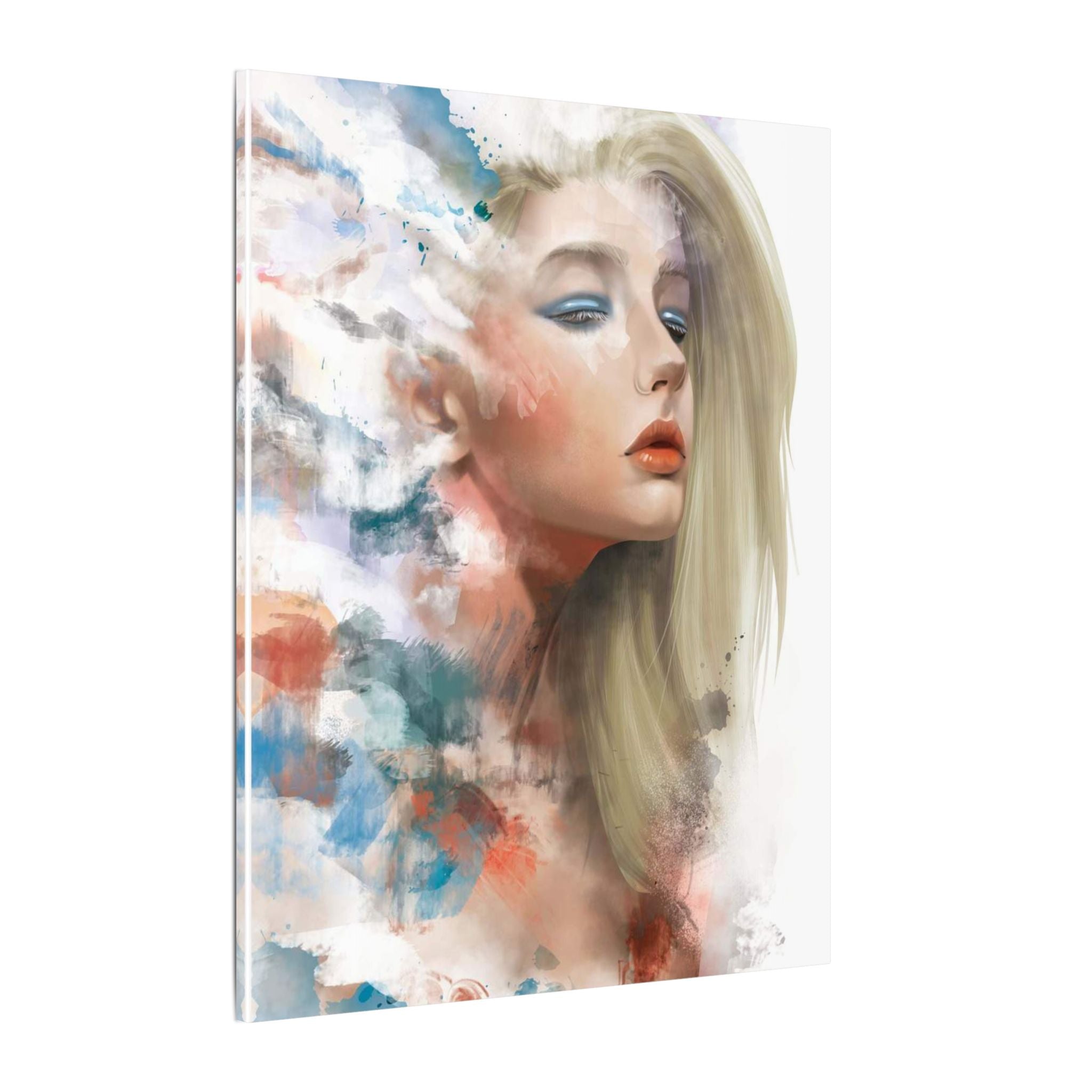 Watercolor Portrait Canvas — Dreamy Female Face Wall Art, Matte Stretched Print