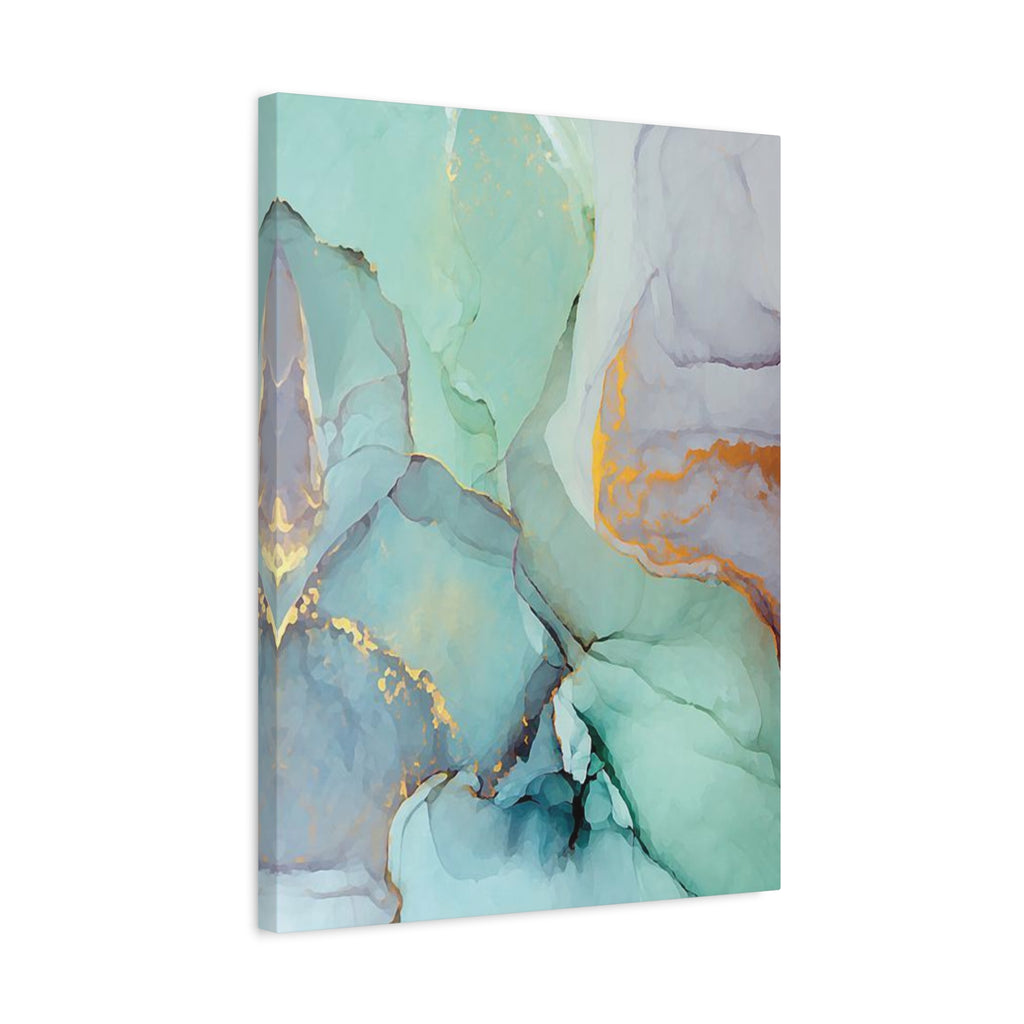 Aqua Marble Abstract Canvas Art — Matte Stretched Wall Print 