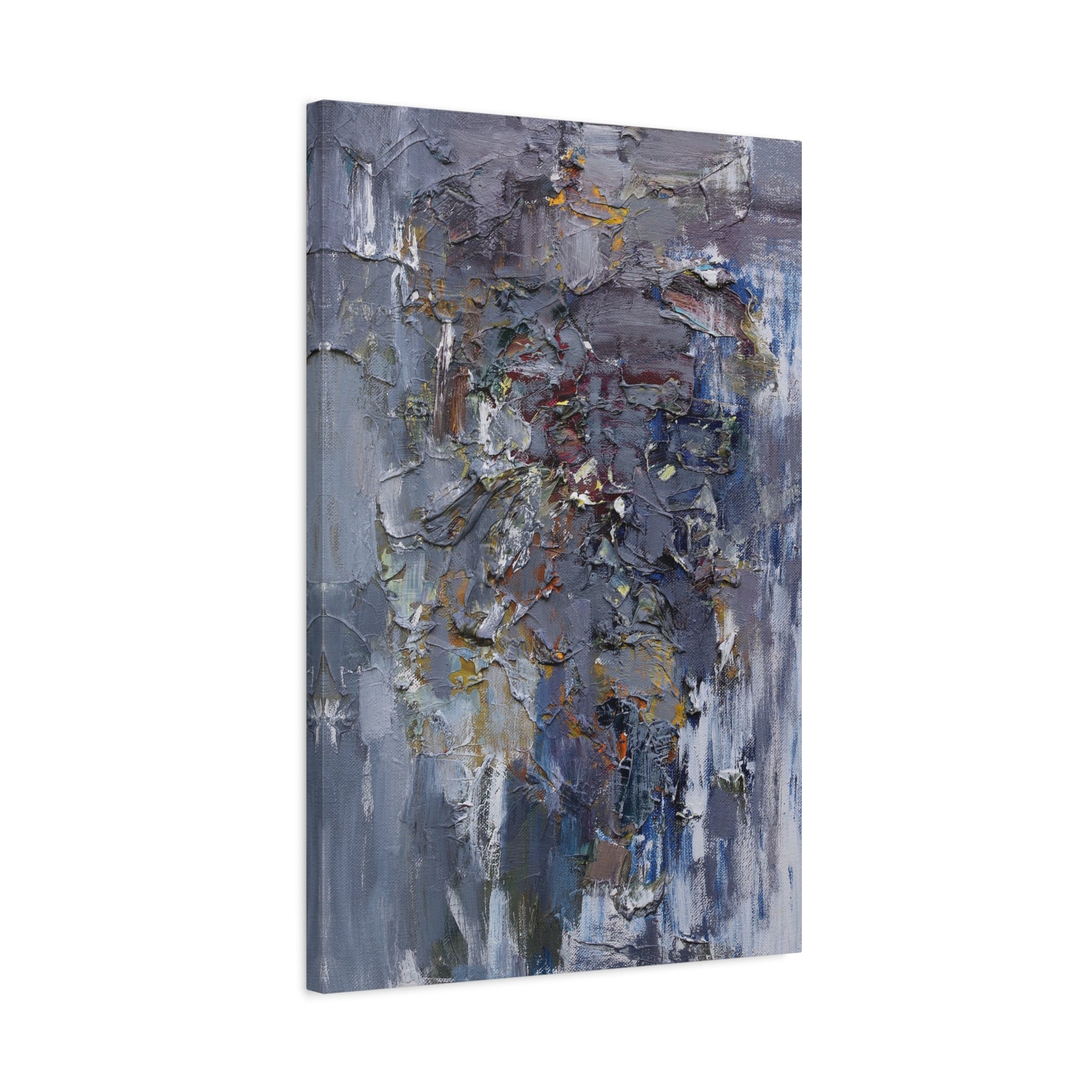 Abstract Textured Canvas Wall Art — Moody Blue Grey Palette