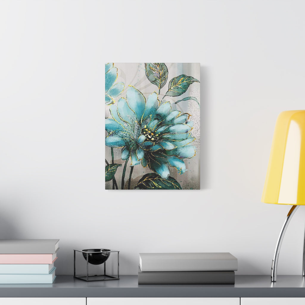 Teal Floral Canvas Print — Matte Stretched Wall Art
