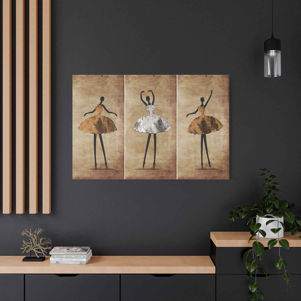 Ballerina Triptych Canvas Wall Art – Elegant Ballet Dancer Wall Decor