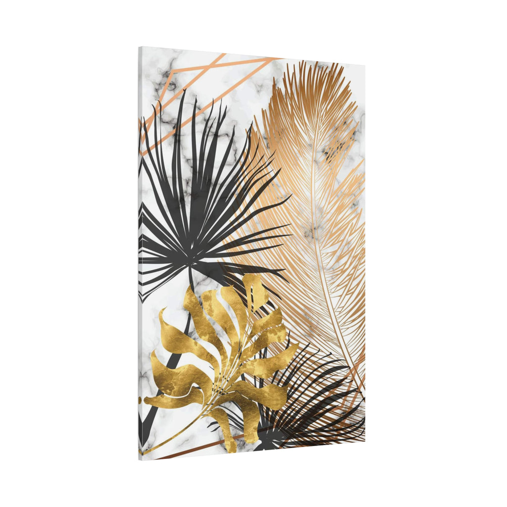 Gold & Black Tropical Feathers Canvas