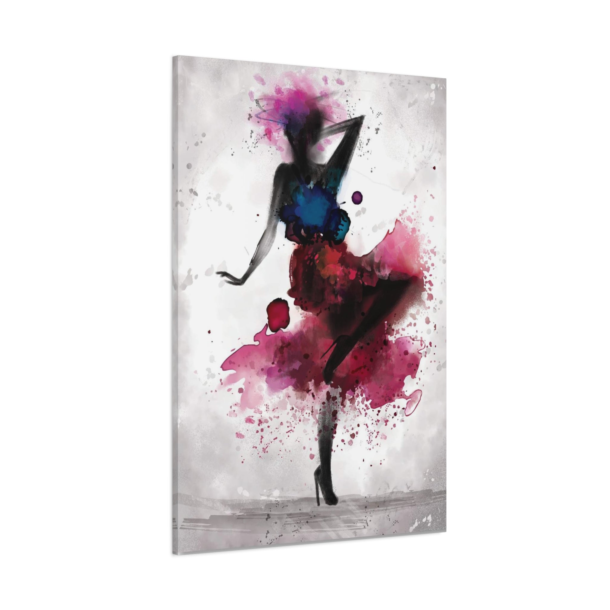 Watercolor Ballet Dancer Canvas Art — Fashion Silhouette Matte Stretched Wall Art 