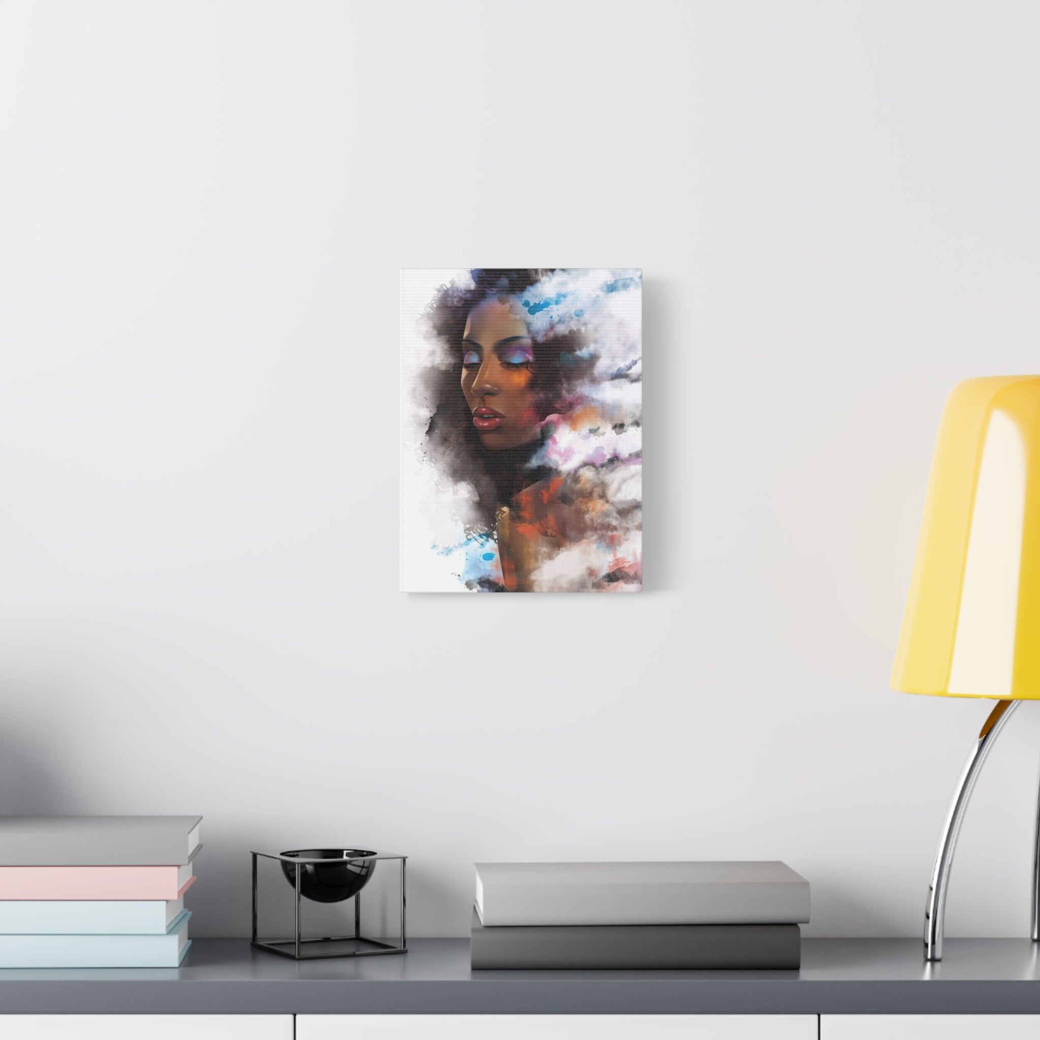 Abstract Portrait Canvas Wall Art — Colorful Afrocentric Woman Matte Stretched Canvas 