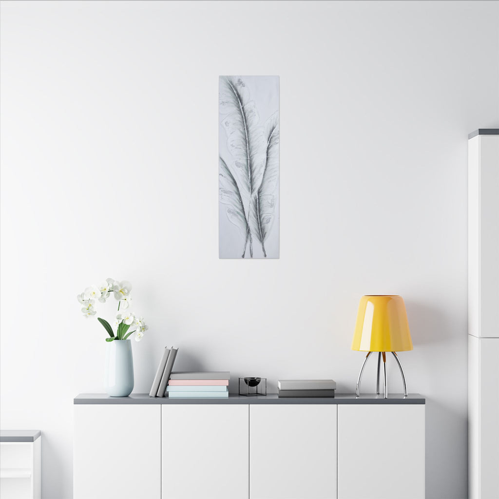 Feather Trio Matte Canvas Print - Minimal Botanical Wall Art