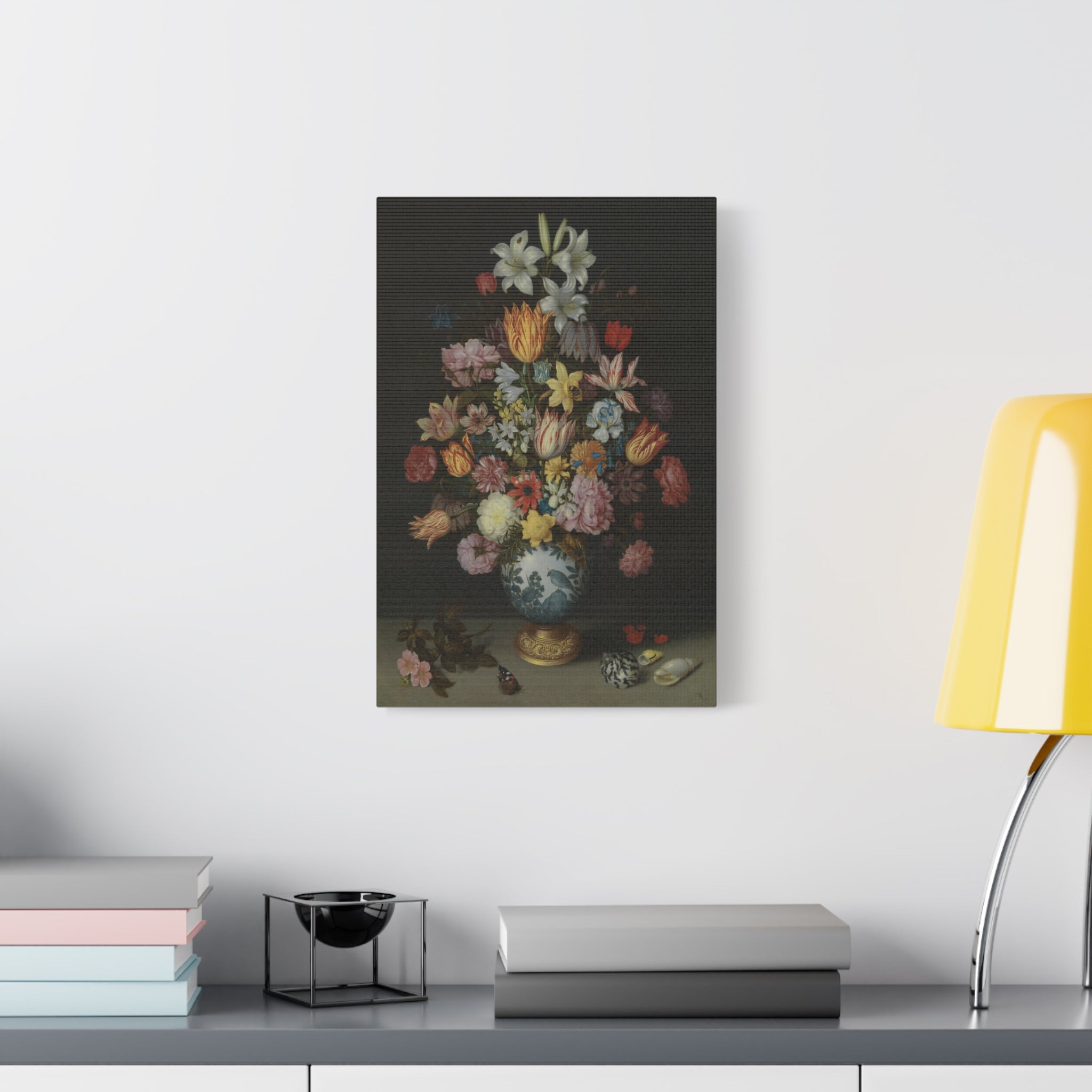 Vintage Floral Still Life Canvas Print - Stretched Matte Wall Art 