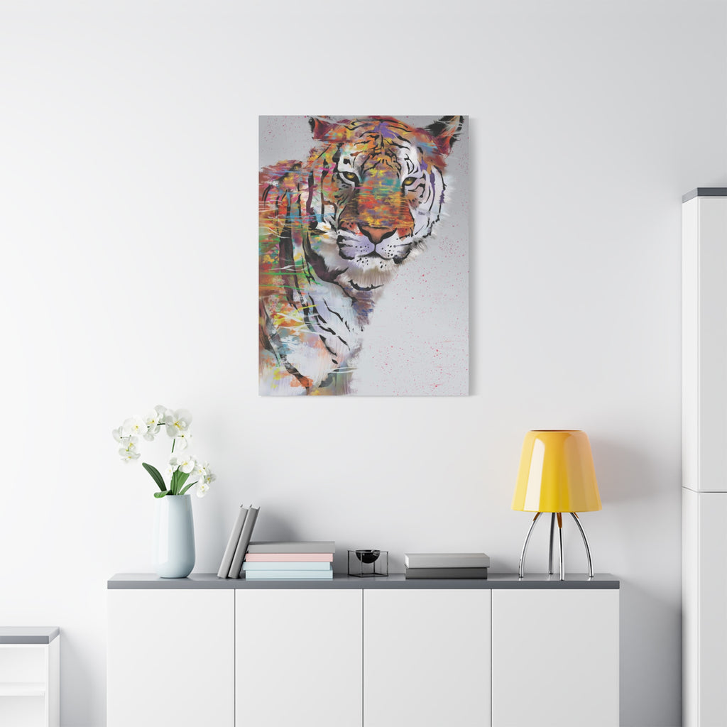 Color Splash Tiger Matte Canvas Wall Art – Stretched 1.25" 