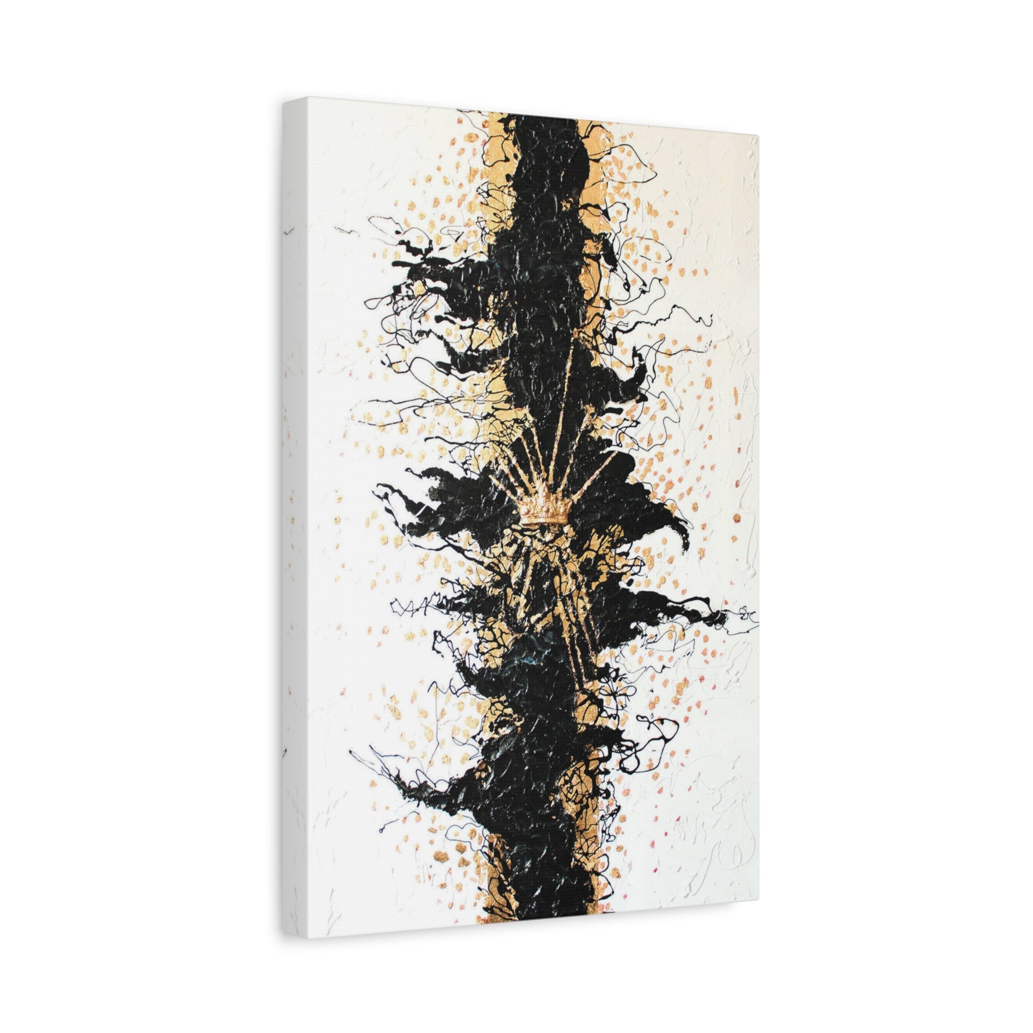 Abstract Black & Gold Crown Canvas Art — Matte Stretched Wall Decor 