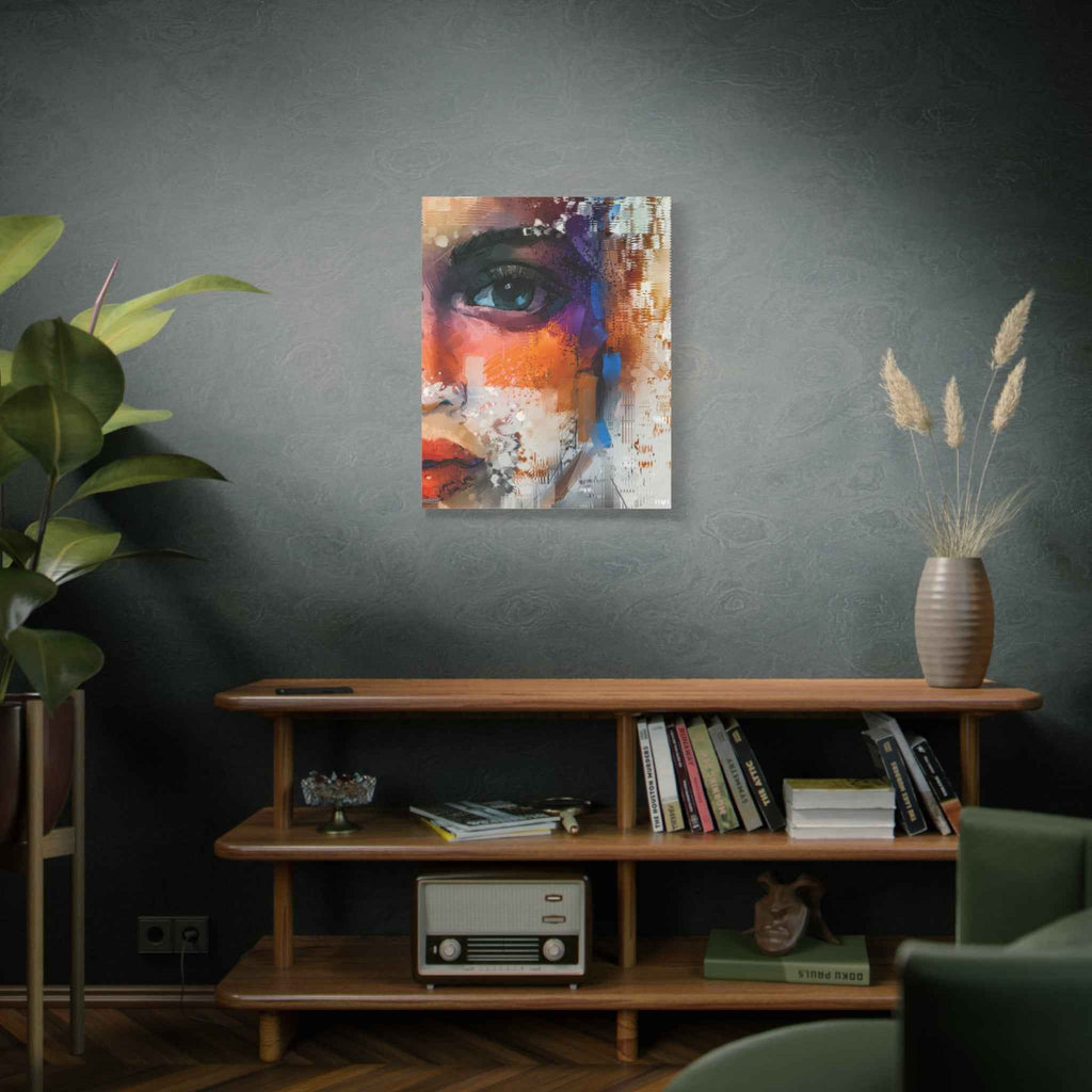 Abstract Face Canvas Wall Art – Colorful Modern Portrait Painting for Living Room Decor