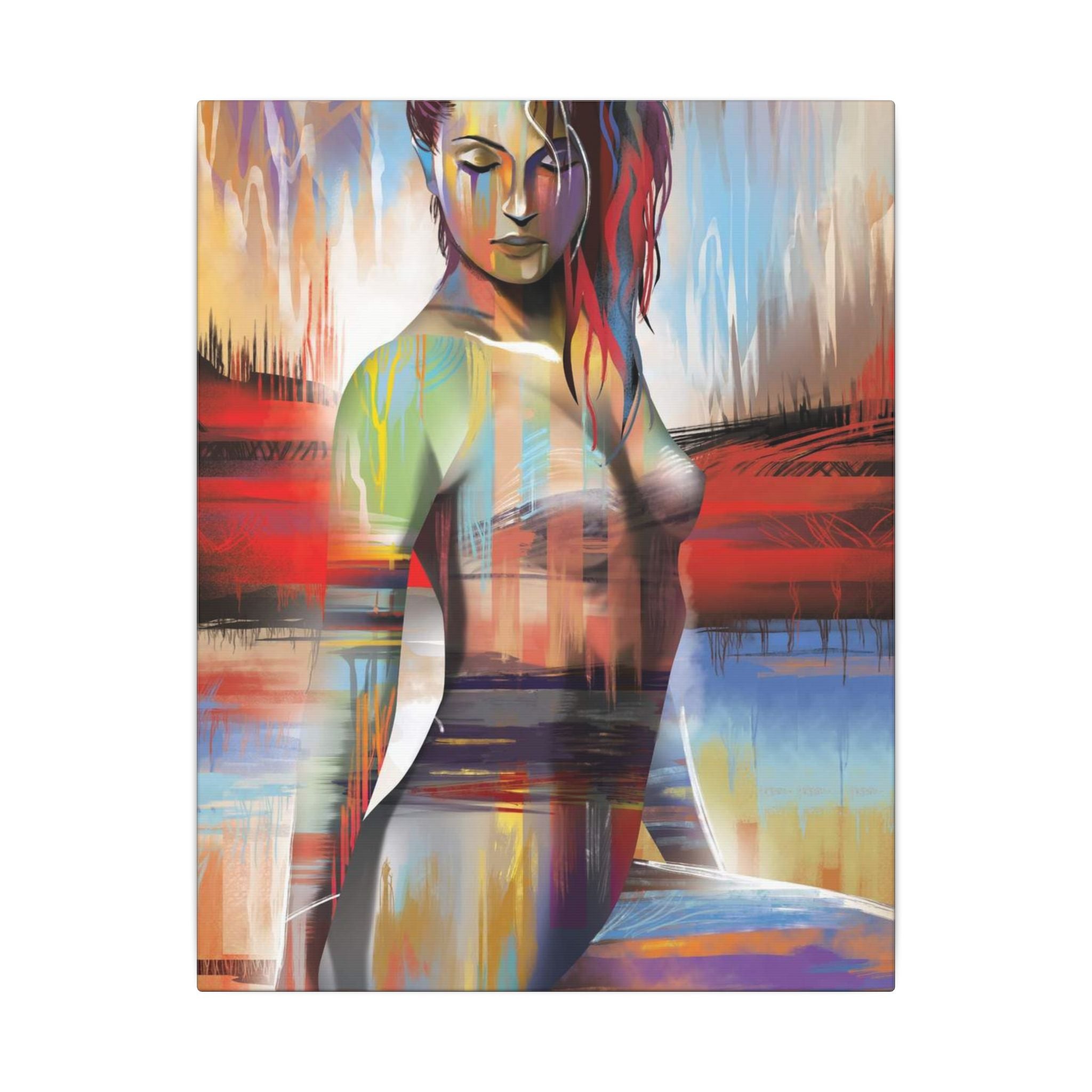 Abstract Colorful Woman Matte Canvas Print — Modern Figurative Wall Art 