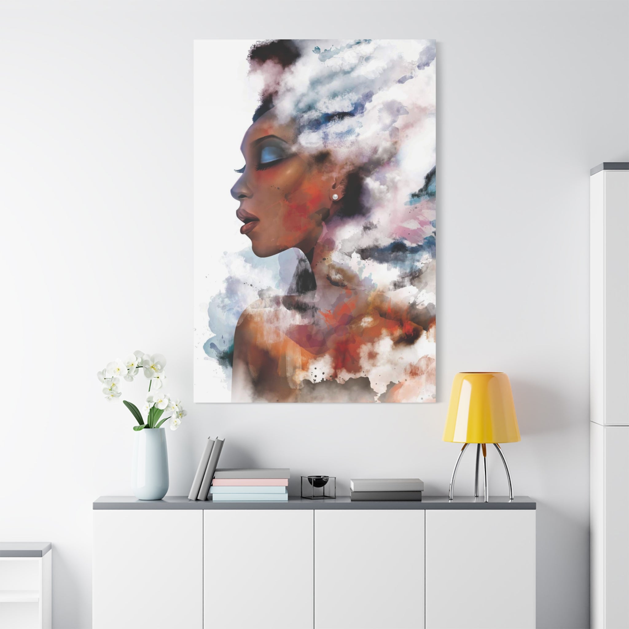 Abstract Portrait Canvas - Dreamy Woman Watercolor Wall Art