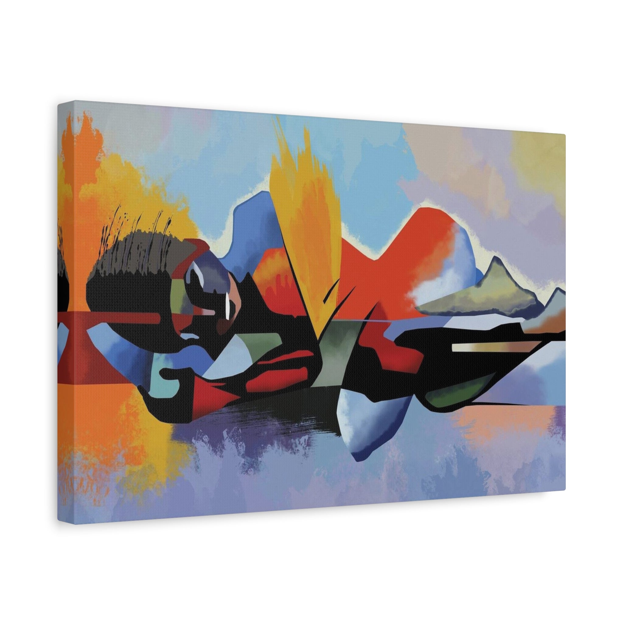 Abstract Colorful Surf Scene Canvas Print — Modern Beach Wall Art 