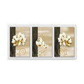 Gold Floral Triptych Canvas Wall Art – Luxury Flower Wall Decor