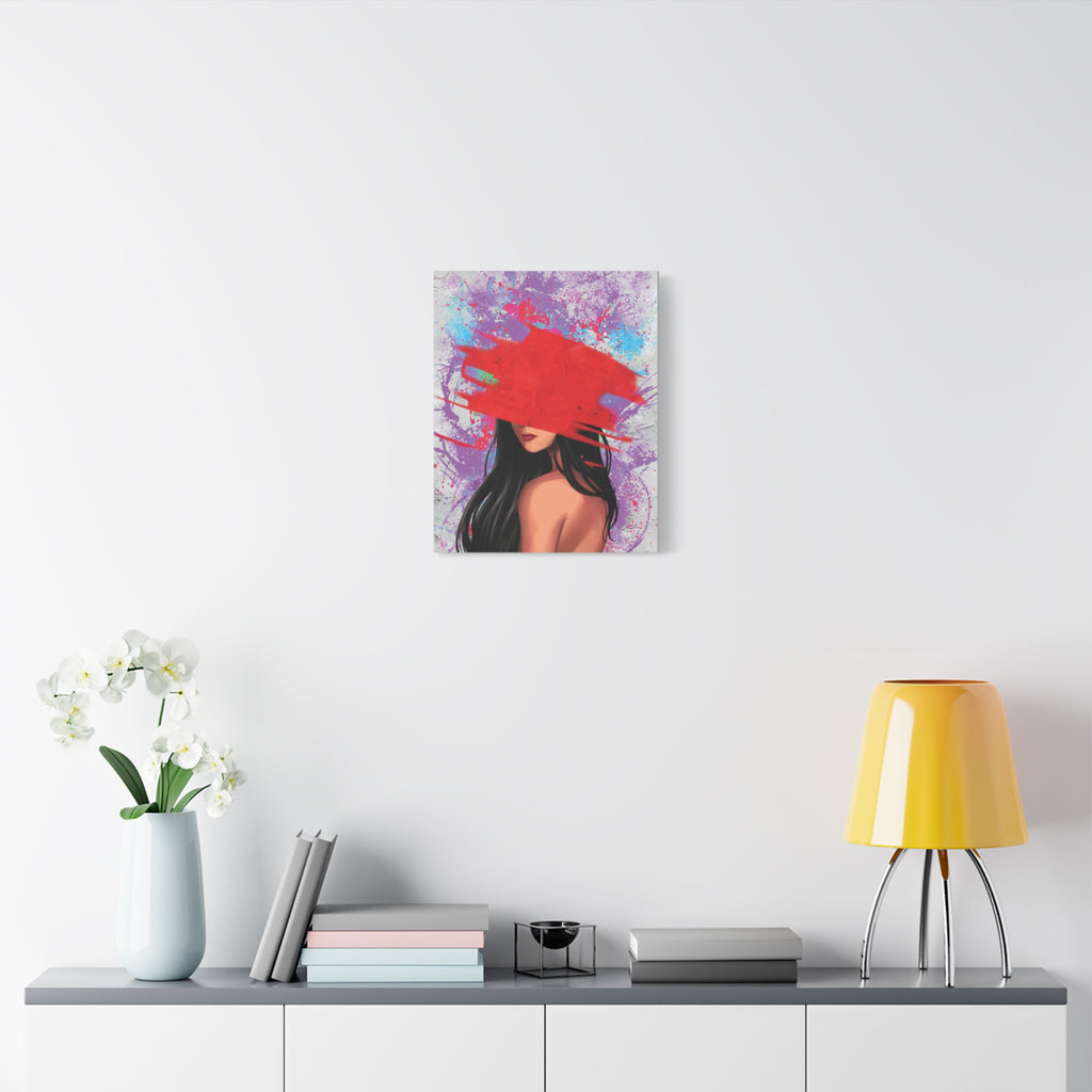Abstract Red Brushstroke Woman — Matte Stretched Canvas Wall Art 