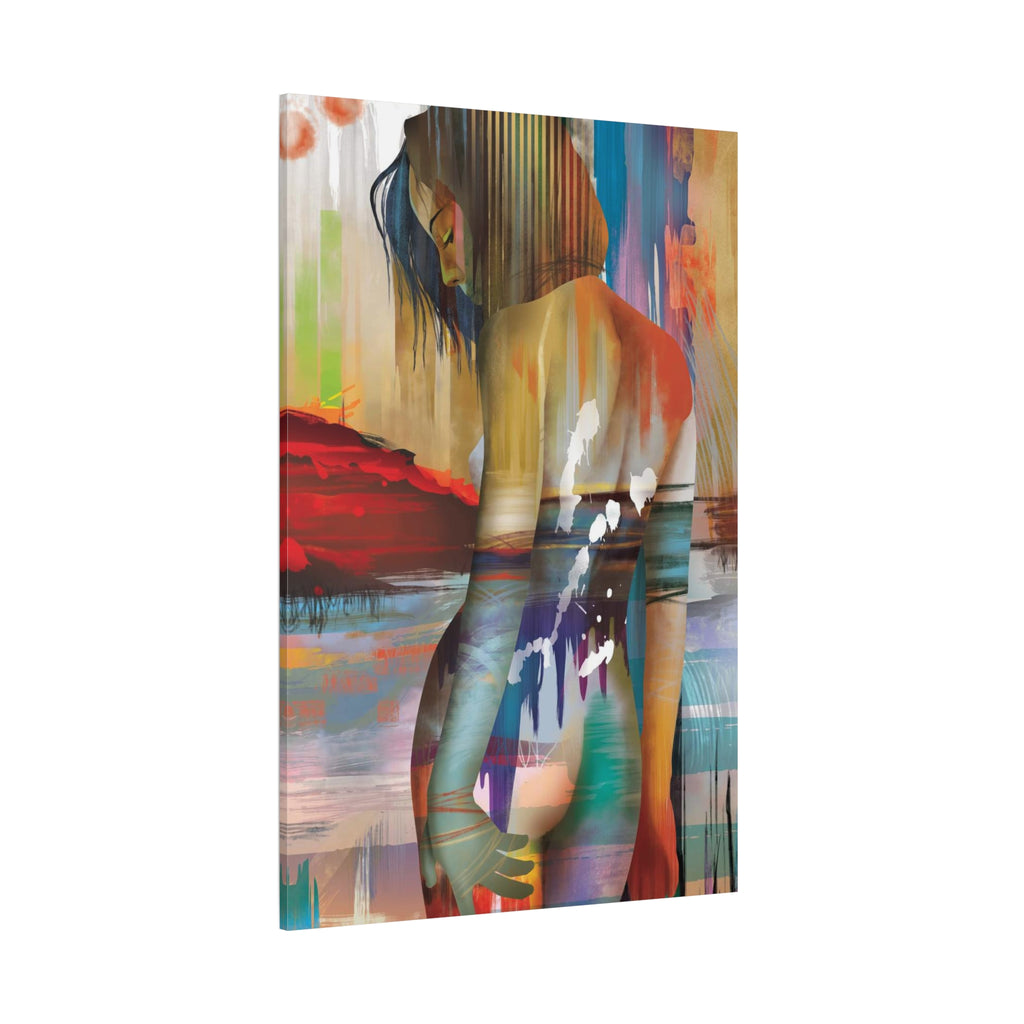 Abstract Figurative Canvas Art – Colorful Woman Matte Stretched Canvas