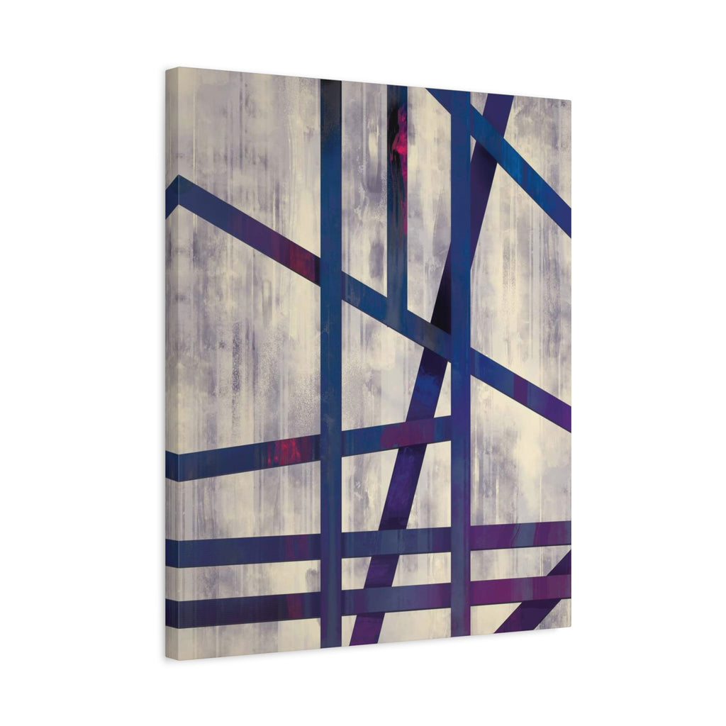 Abstract Geometric Canvas Print – Modern Blue & Purple Lines Art