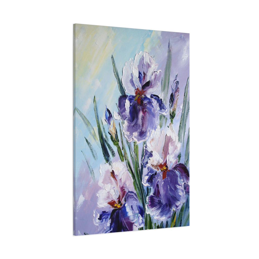 Purple Iris Floral Canvas Art — Stretched Matte Wall Painting