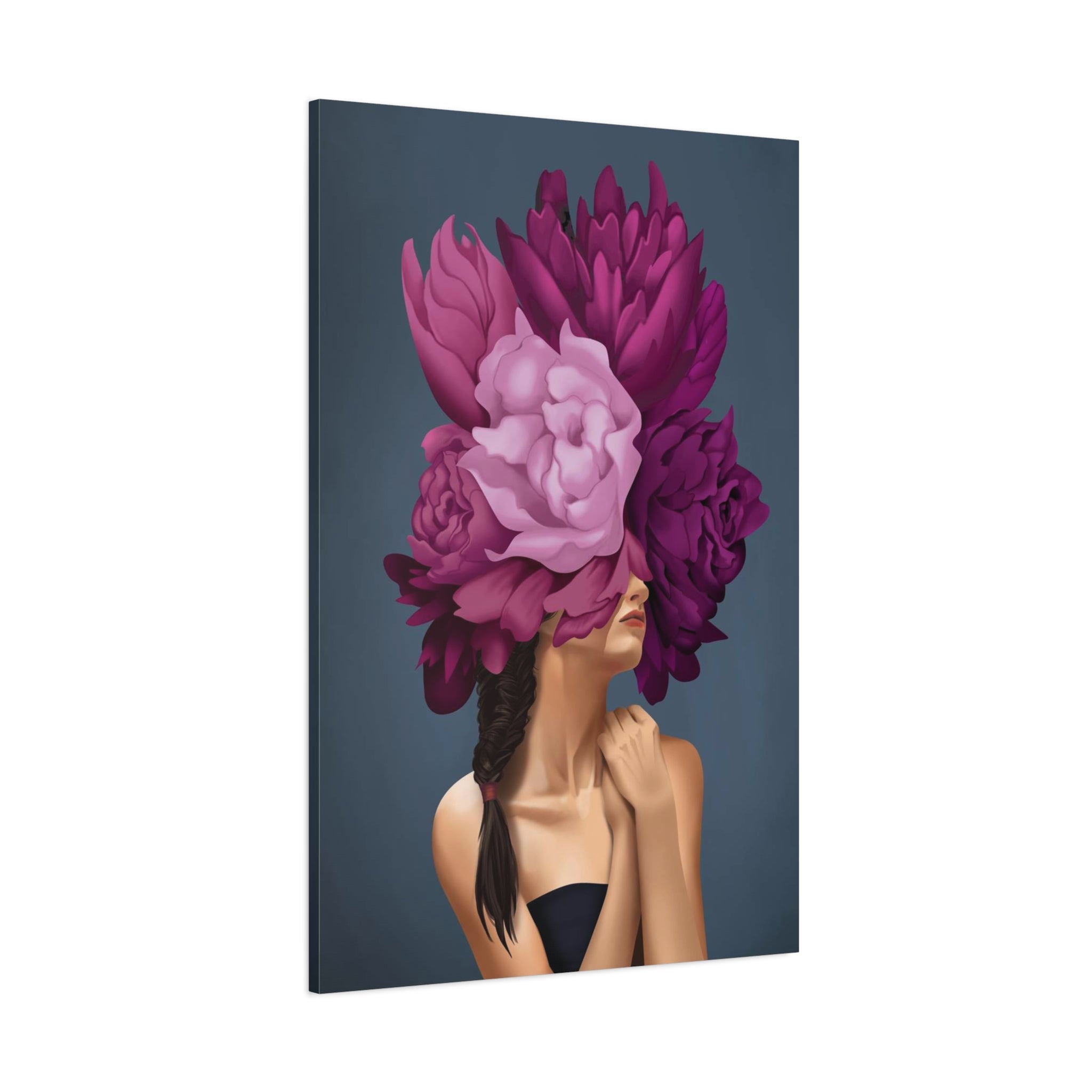 Floral Masked Woman Matte Canvas Wall Art – Stretched 1.25" 